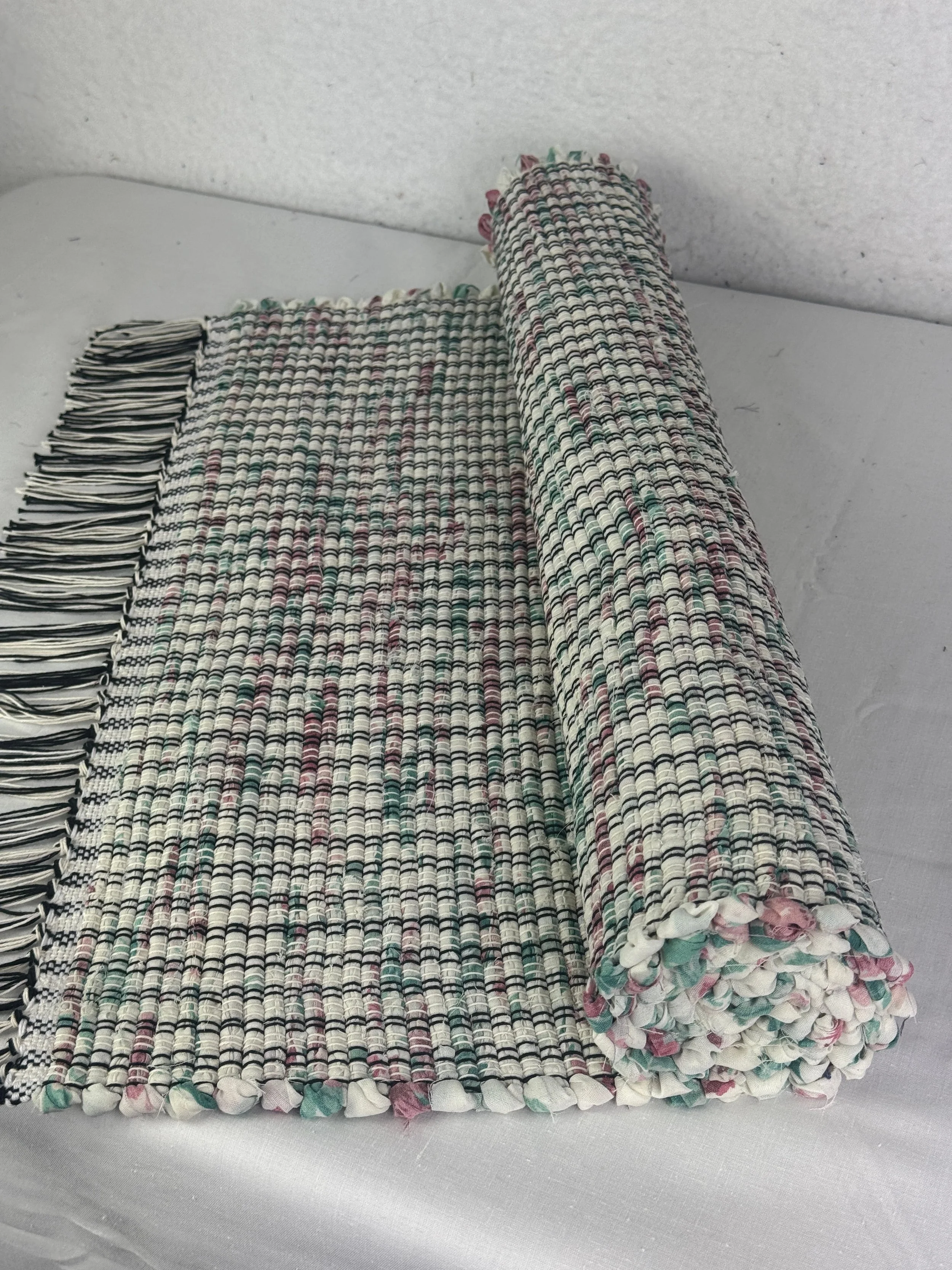 Pastels Handwoven Rag Rug Runner 25 x 50