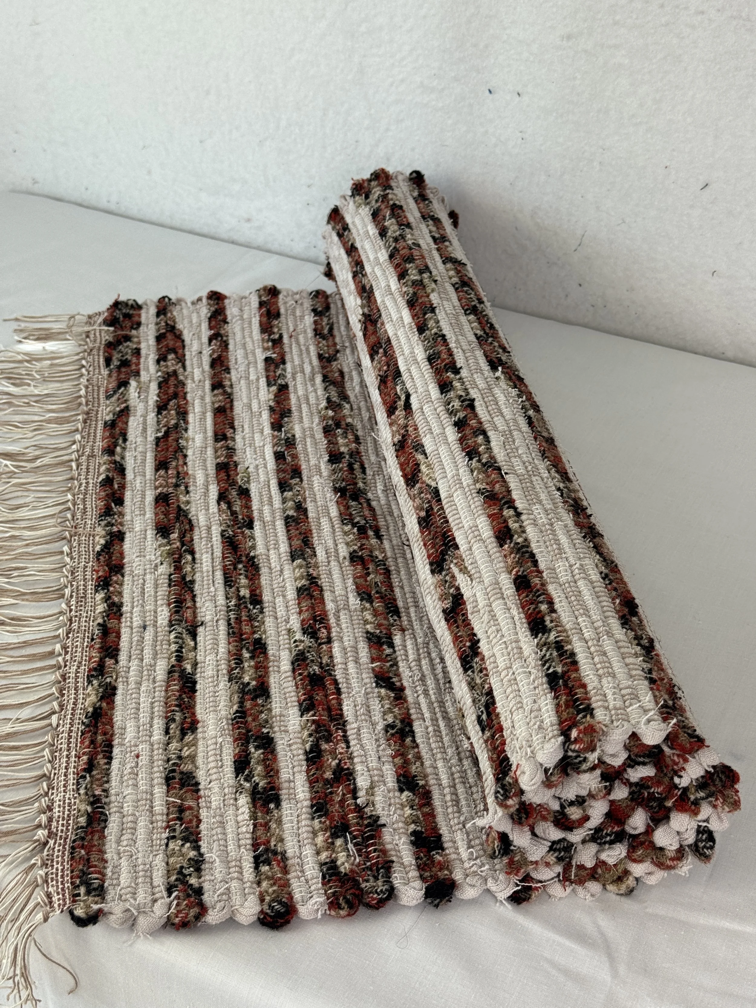 Rust/Cream Handwoven Rag Rug Runner 25 x 57