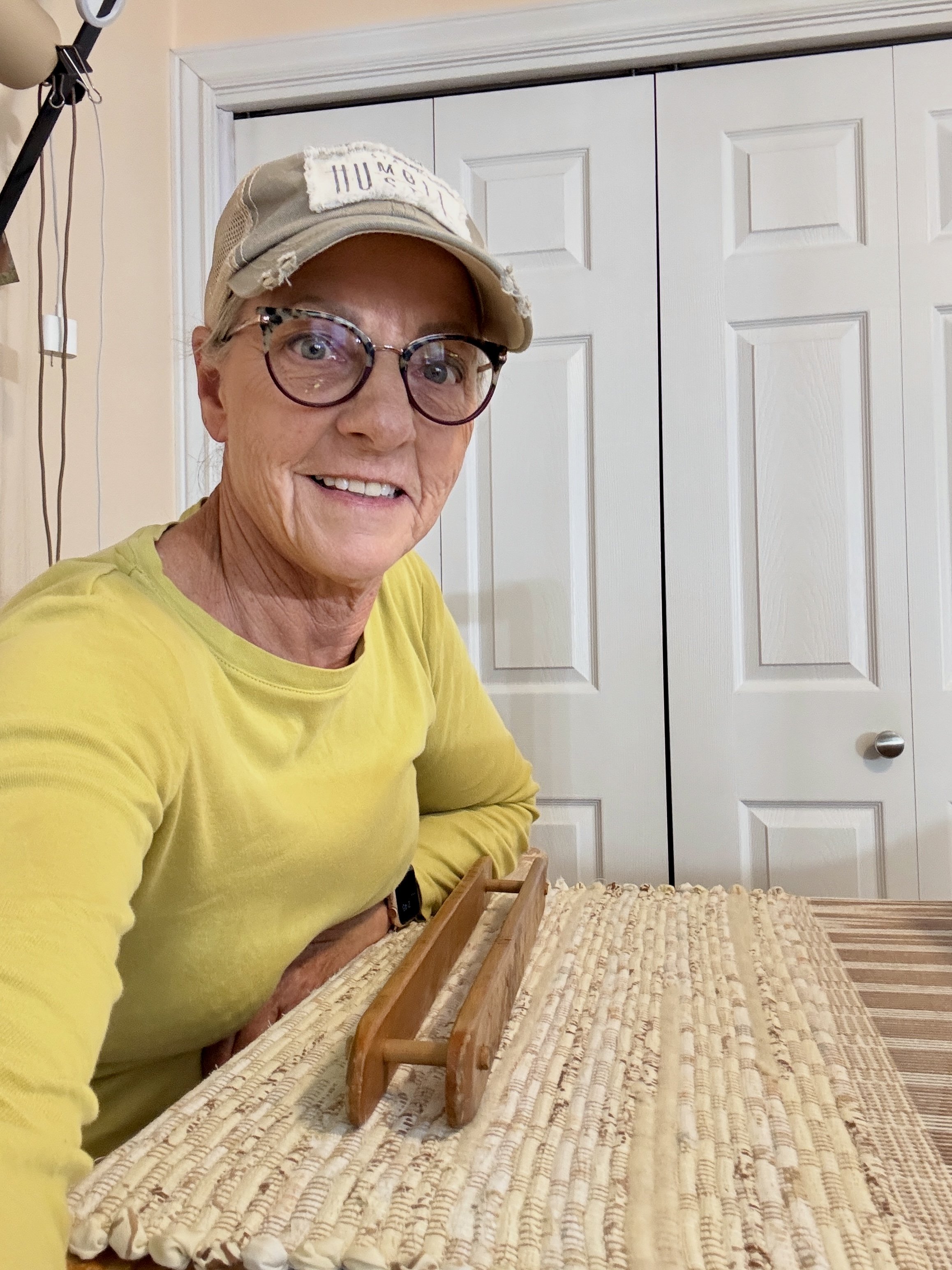 Weaving on 2 harness floor loom in my home