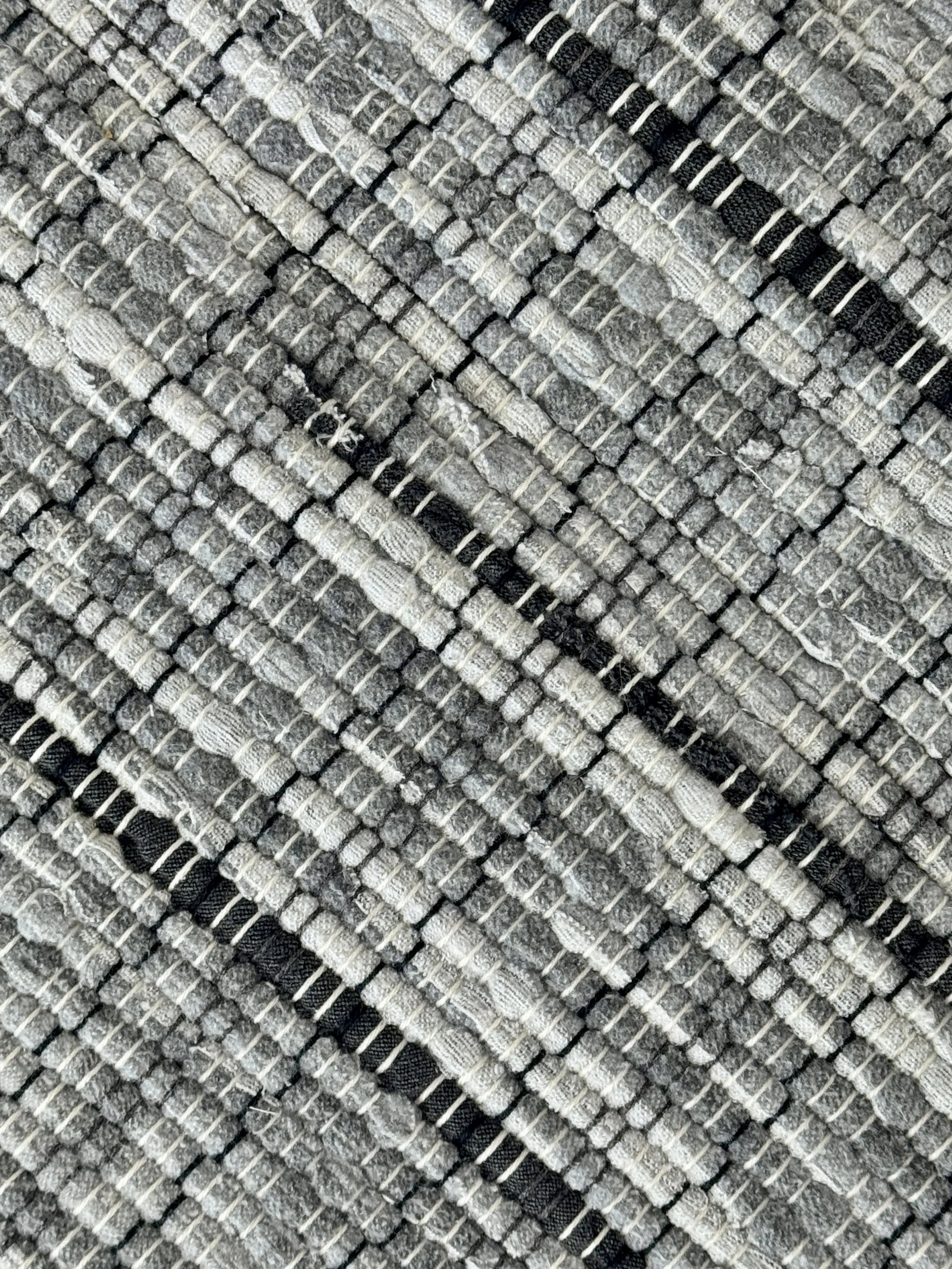 Close-up handwoven rug showing texture and pattern