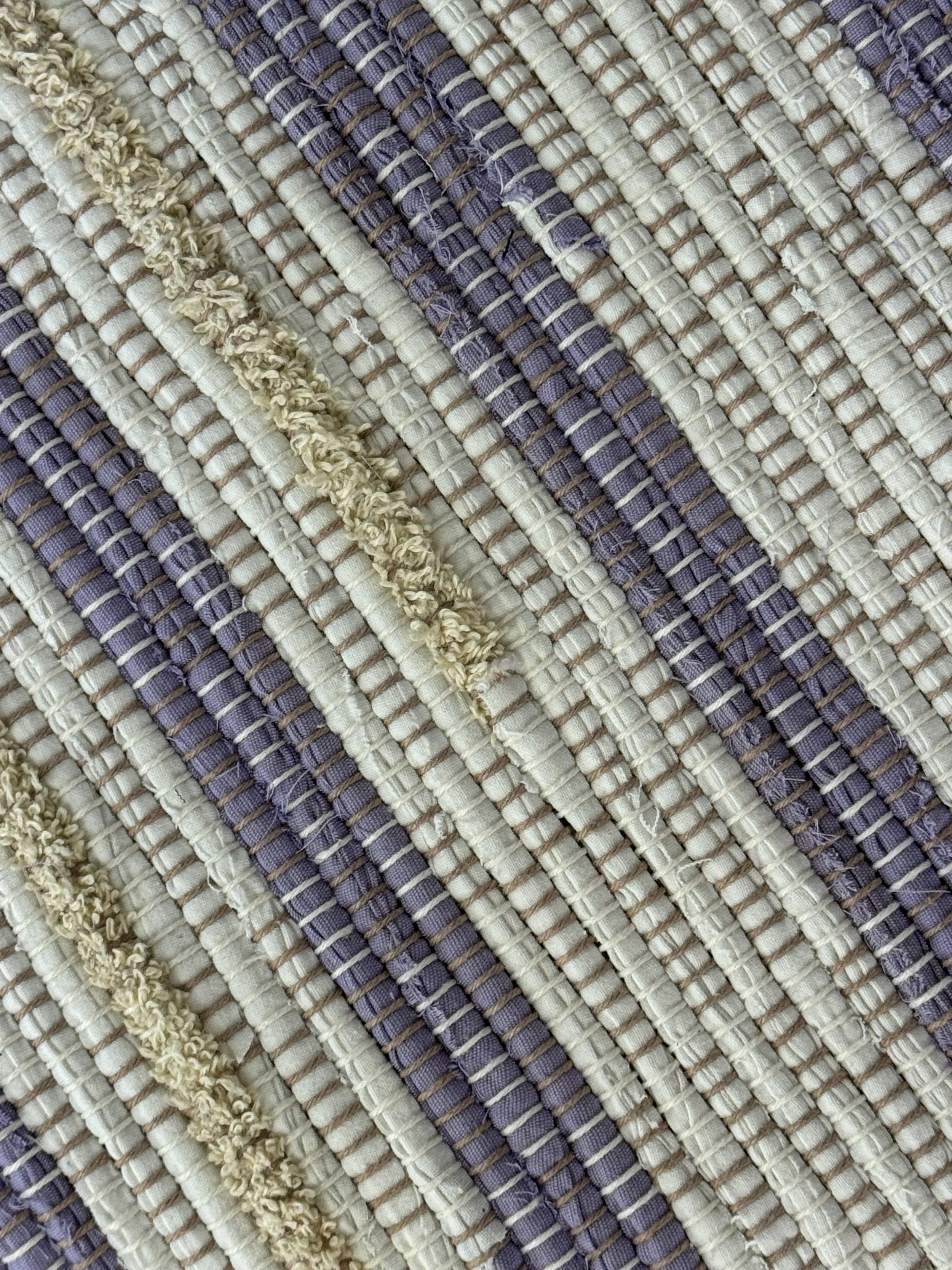 Close-up handwoven rug showing texture and pattern