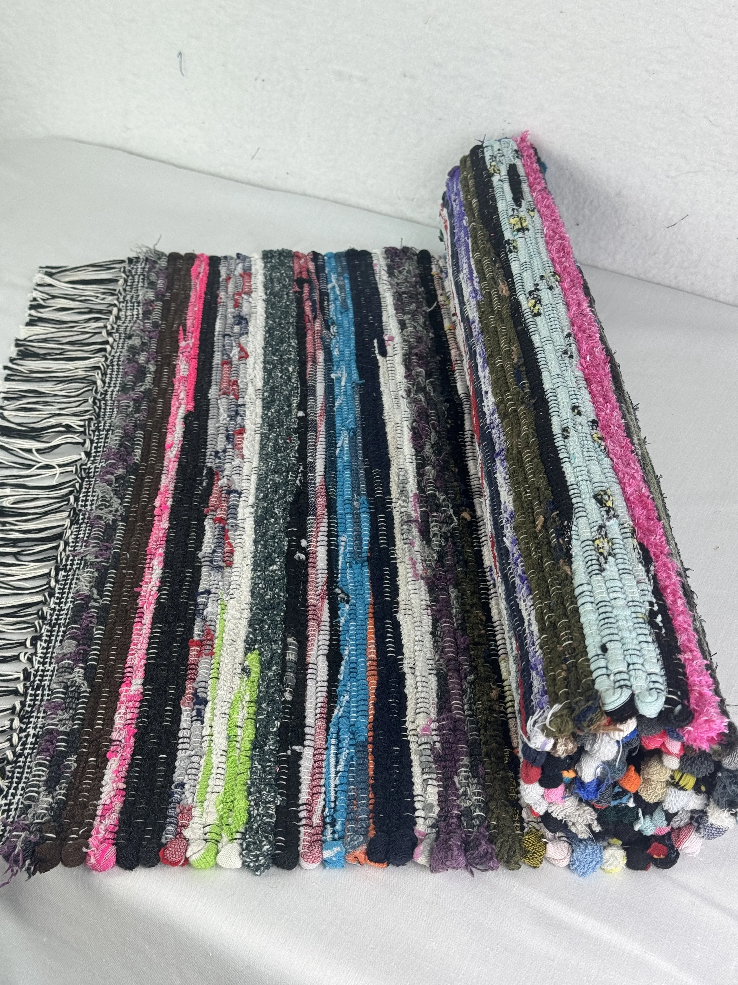 Dark colored handwoven rag rug