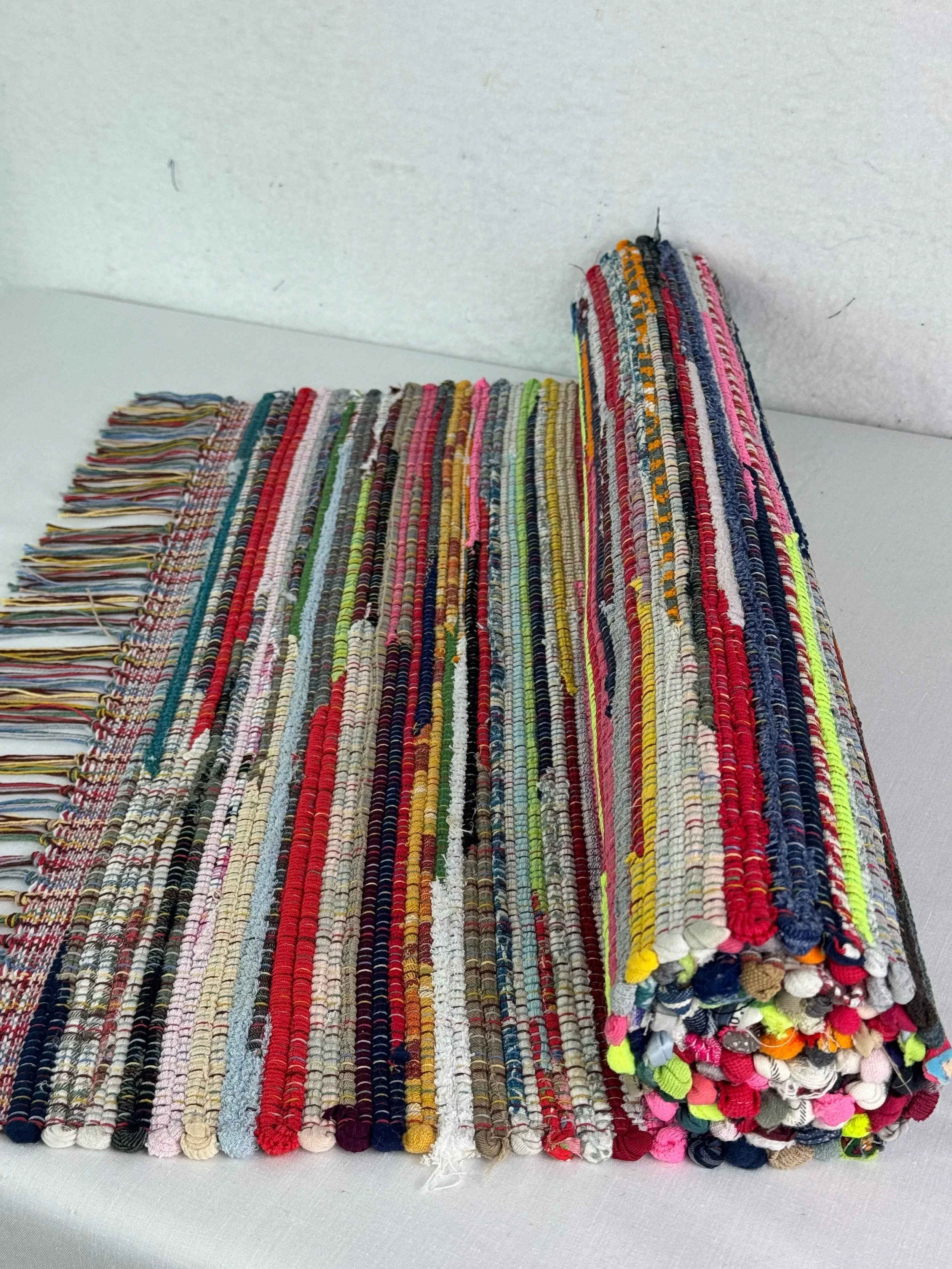 Handwoven rag rug multicolored