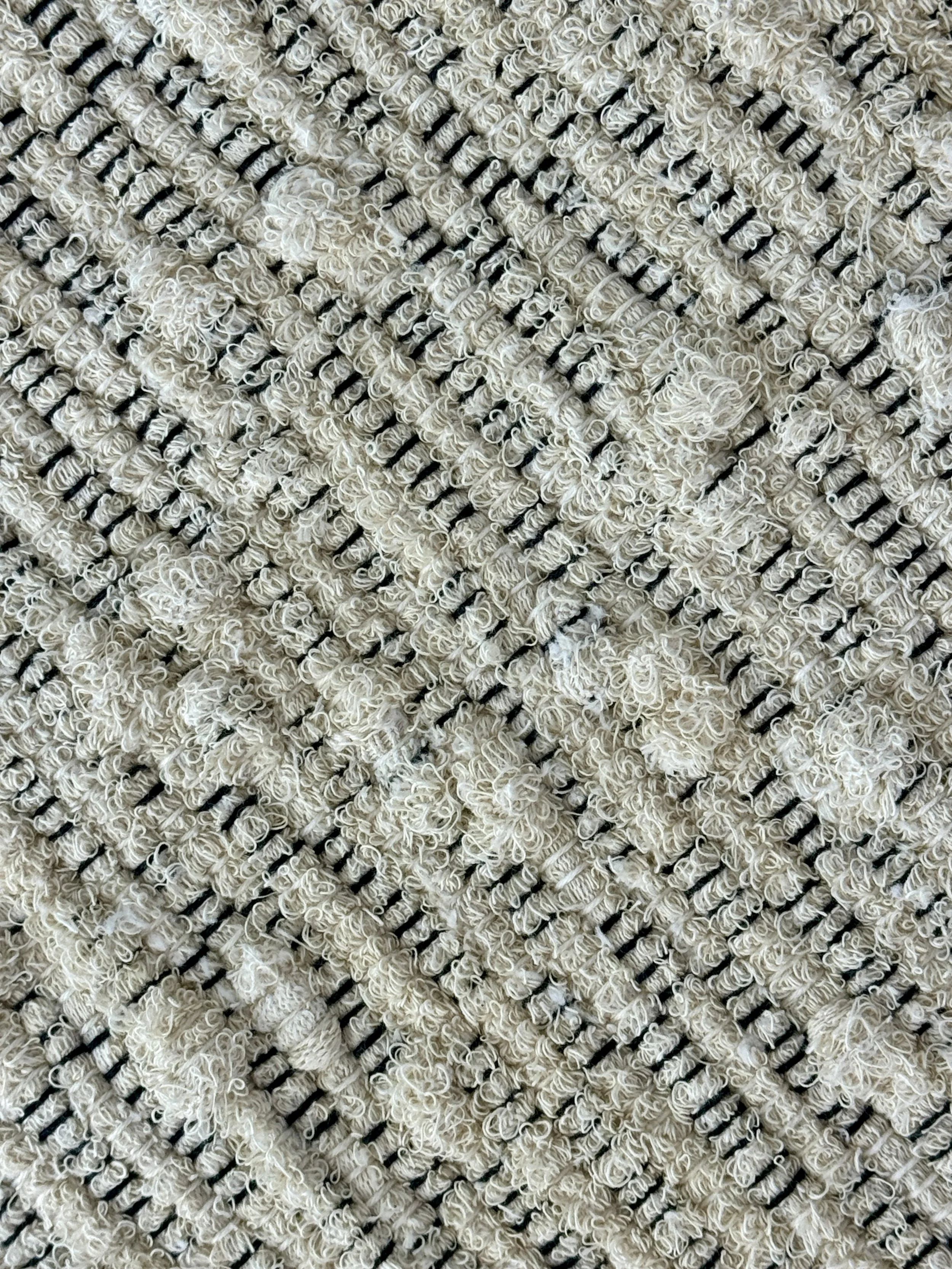 Close up handmade rag rug featuring texture and weave pattern