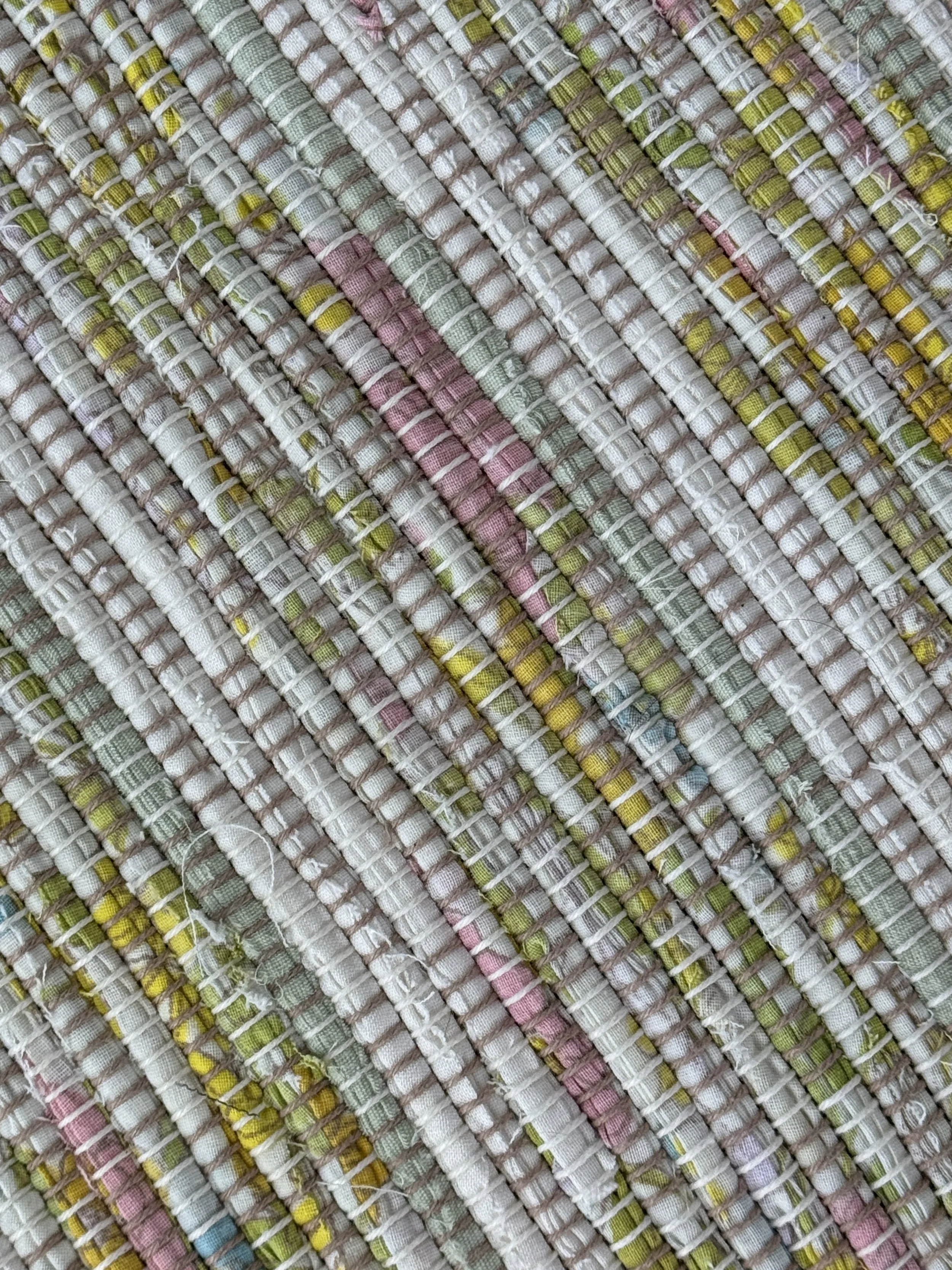 Close-up handwoven rug showing texture and pattern