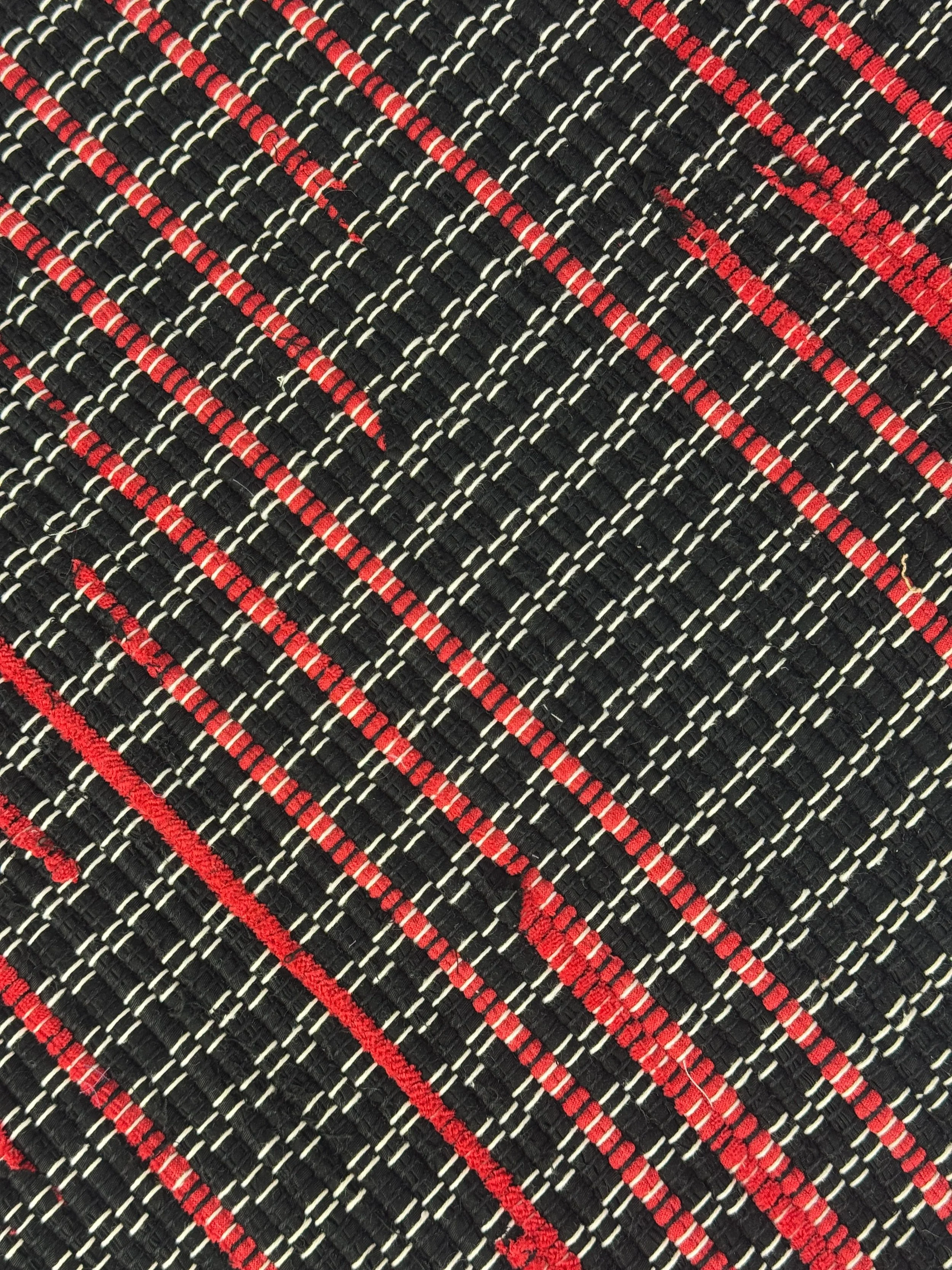 Handmade rag rug close up showing texture and weave