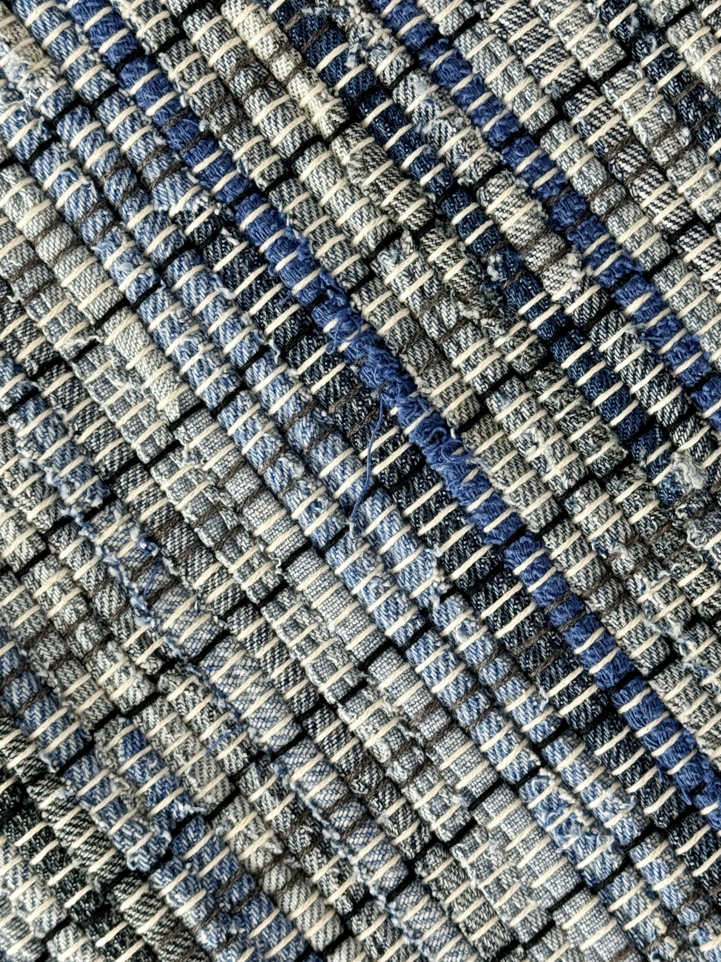 Close-up handwoven rug showing texture and pattern