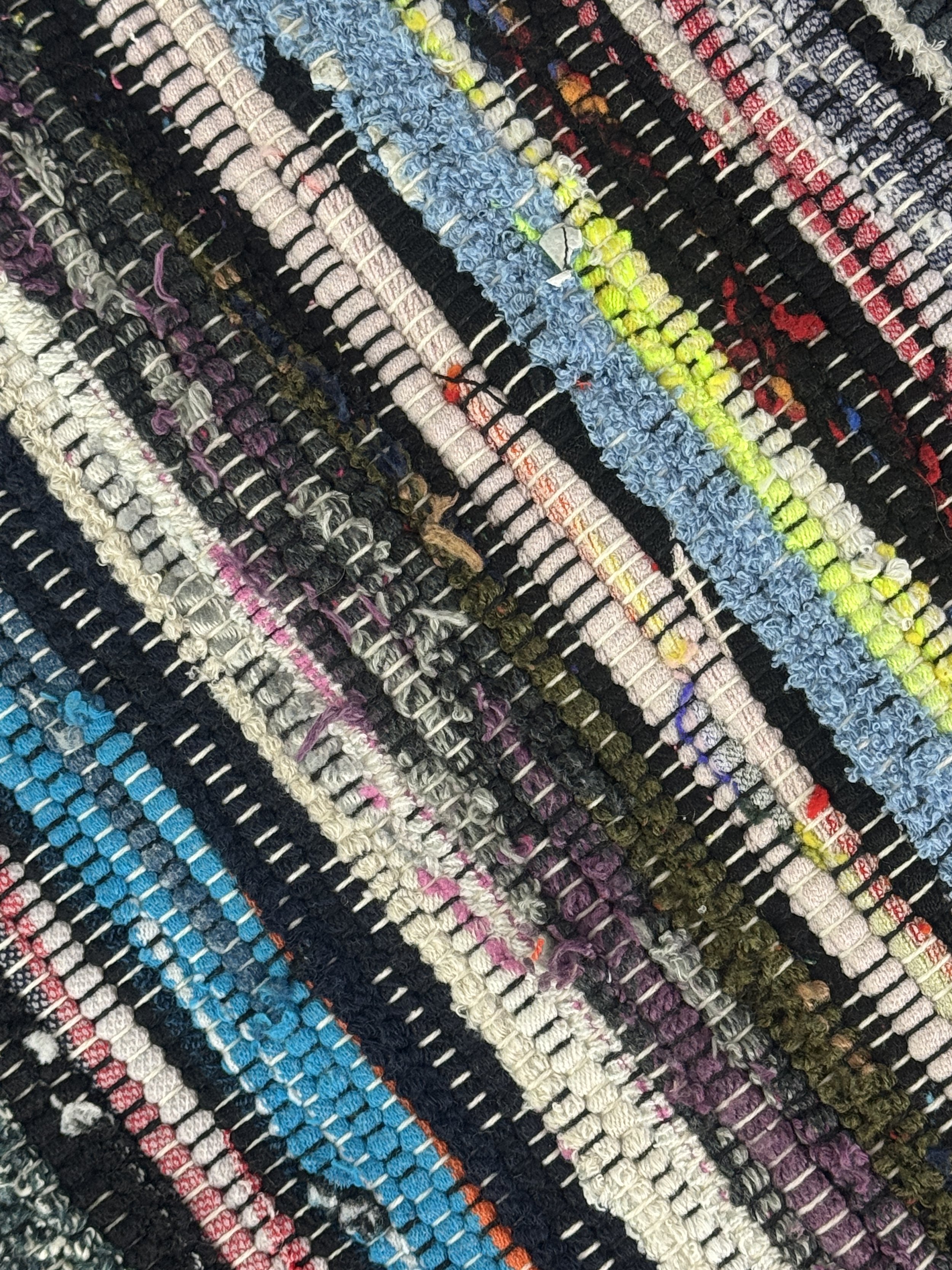 Close up texture handwoven rag rug