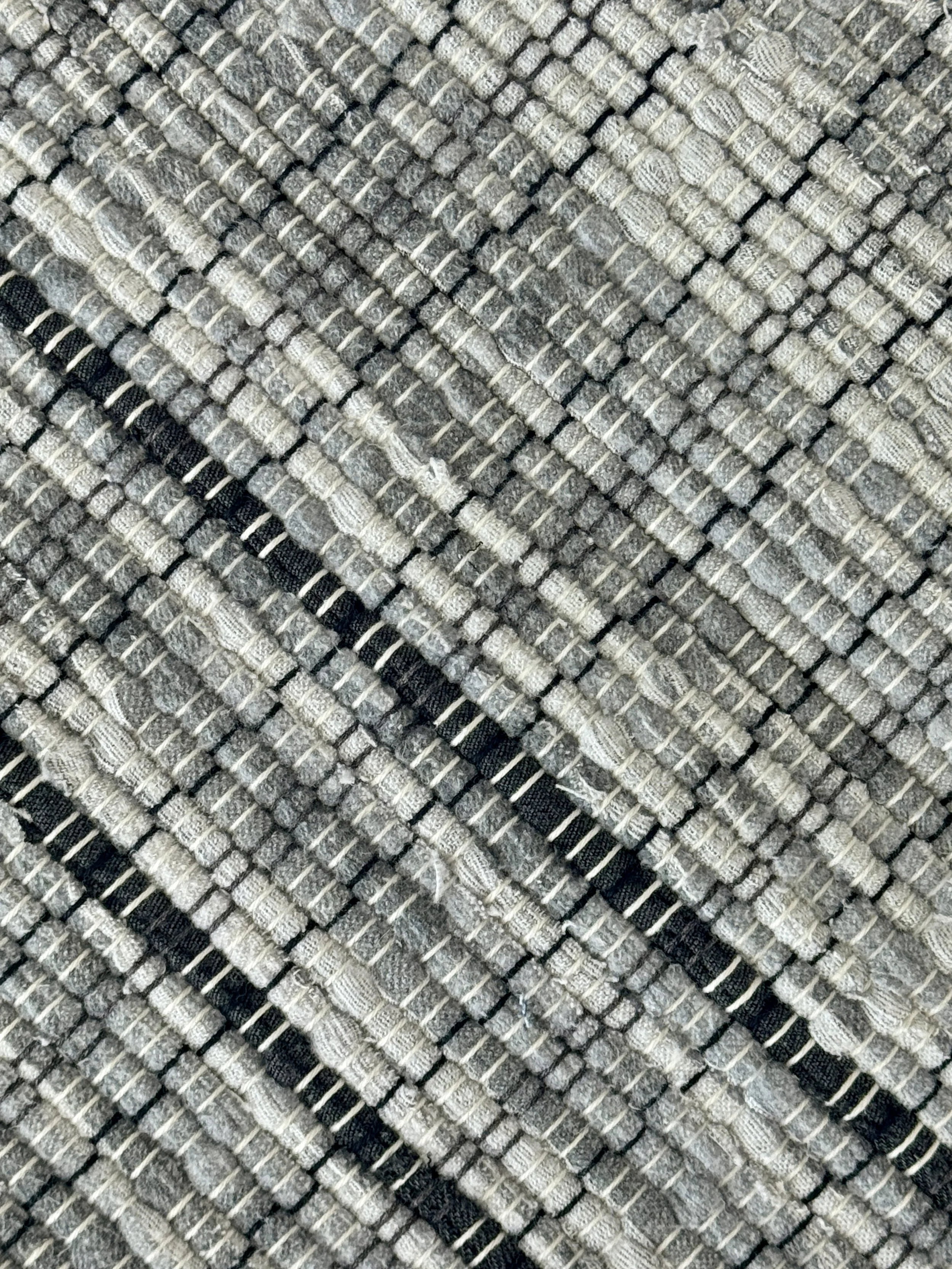 Close-up handwoven rug showing texture and pattern