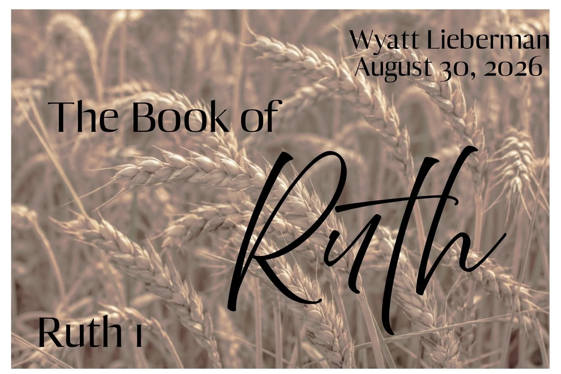 The Christians, the Pagans, and the Promises of God - Ruth 1 - Wyatt Lieberman - August 30, 2026