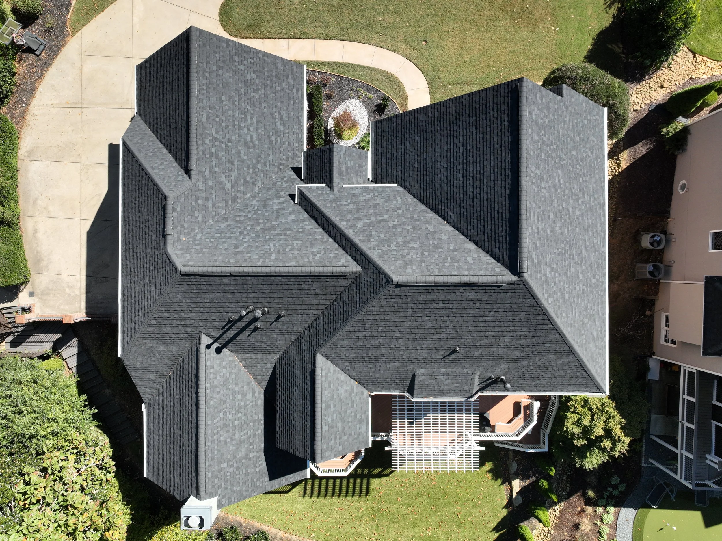 A claim was filed with their homeowners insurance for storm damage. We were able to get the entire roof replaced through insurance. Each of our roof replacements come with a manufacturer back workmanship warranty.