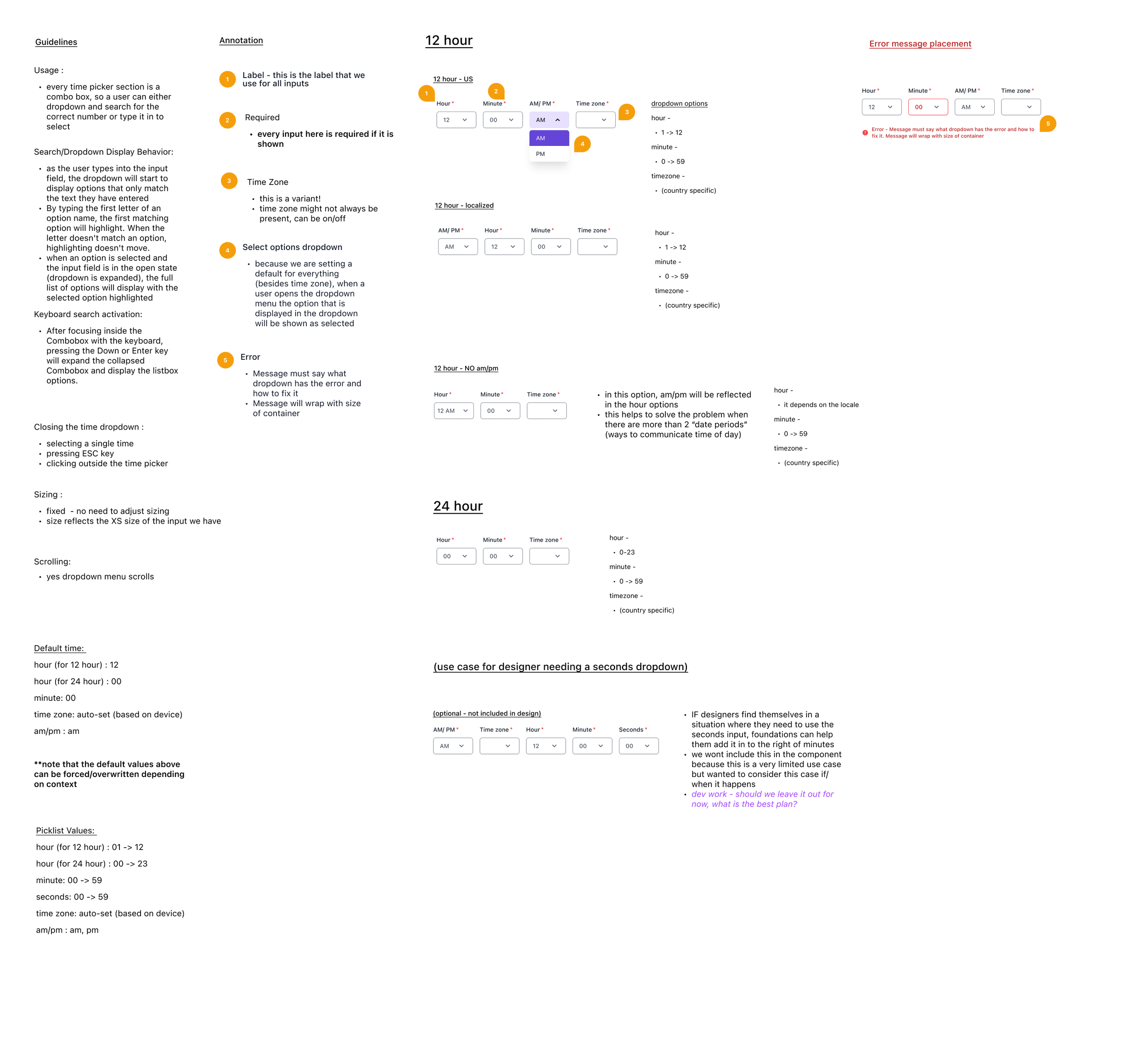 time picker component guidelines and specs