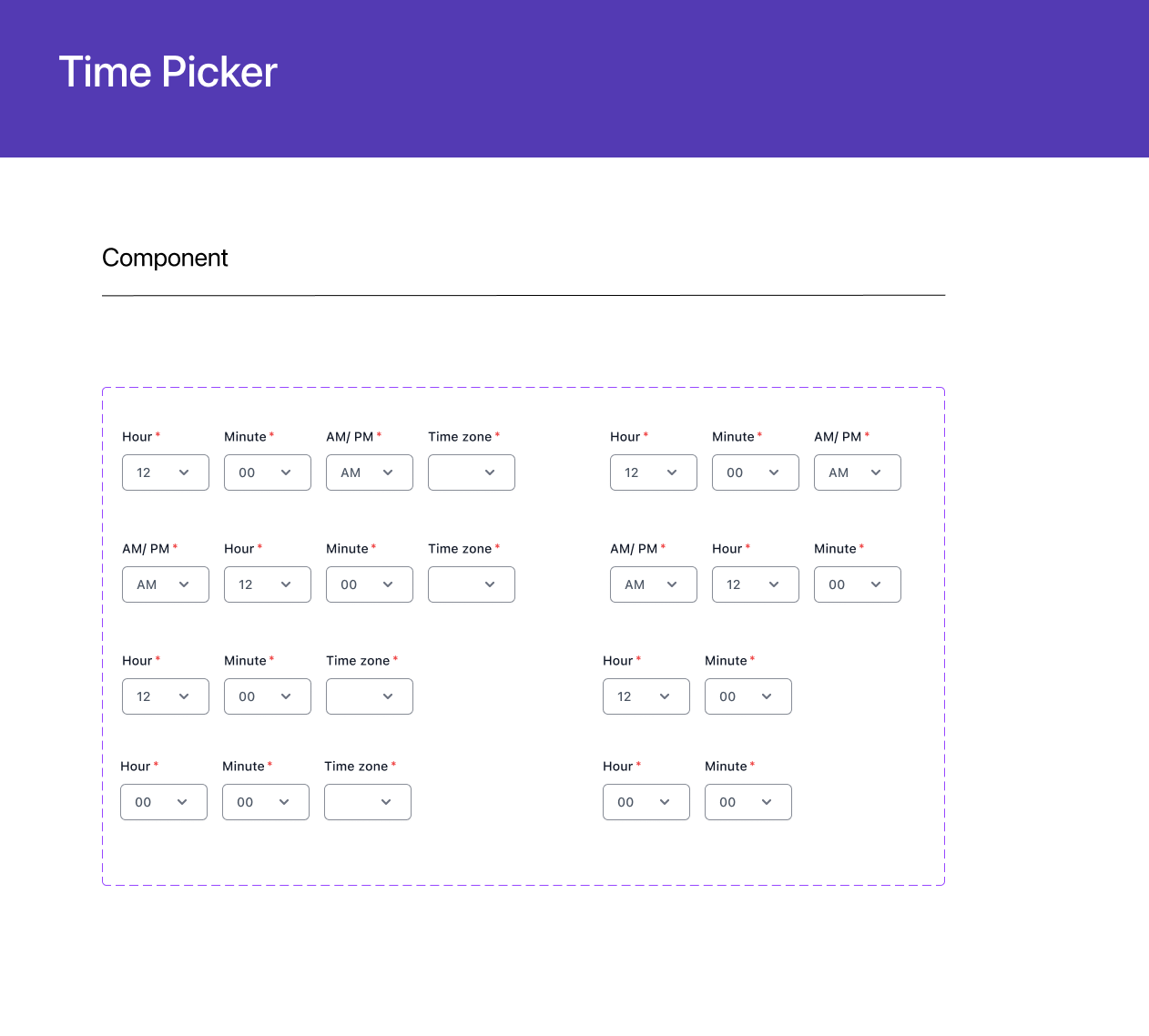 Time picker component