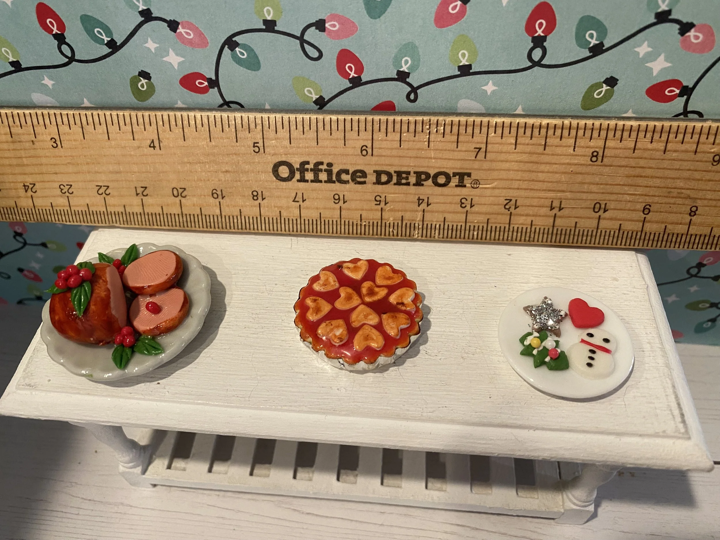 Miniature Dollhouse Christmas Food, Pies, Cakes, Ham, 1:12