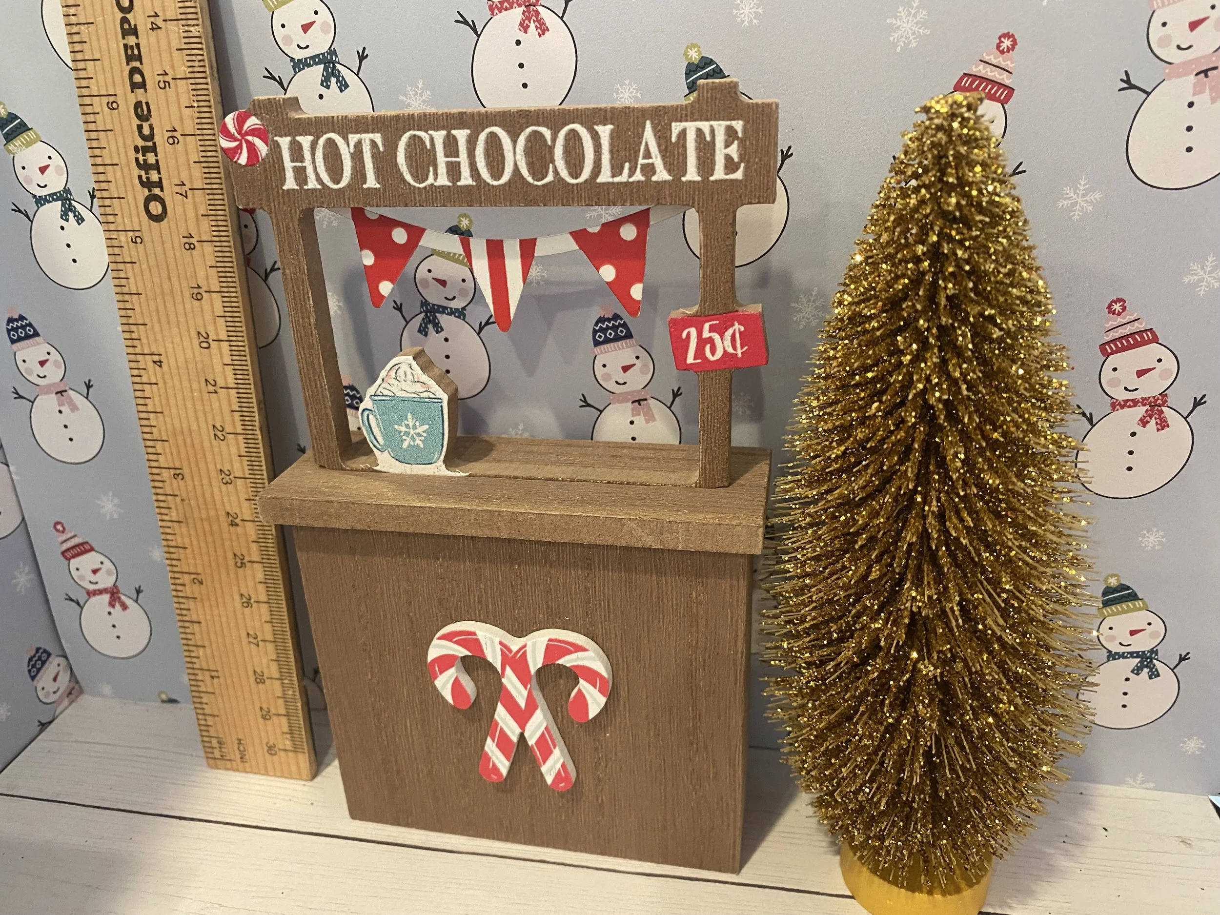 Miniature Hot Cocoa Bar, Gold Christmas Tree, 1:12