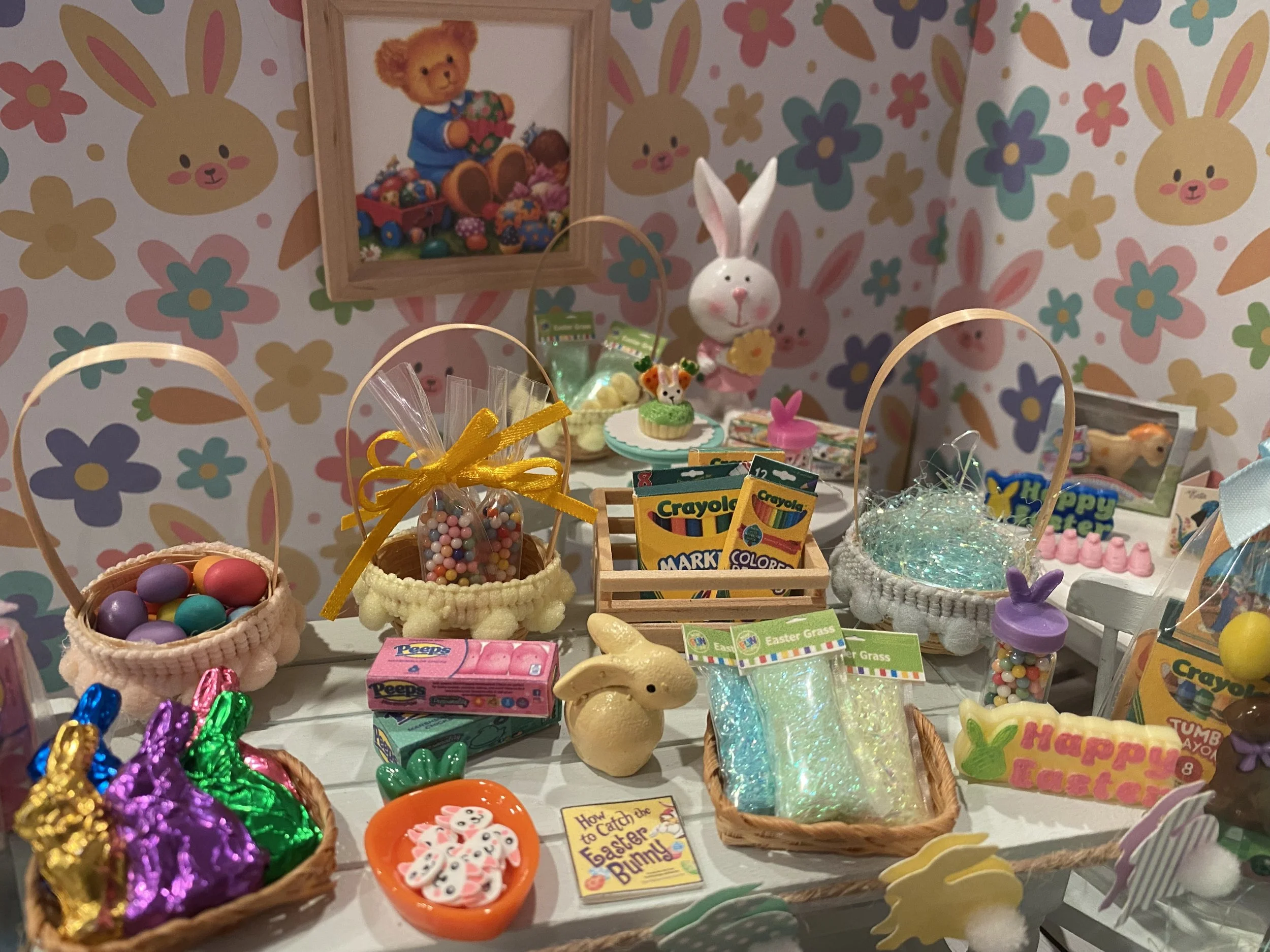 Miniature Fill-A-Basket, Custom Dollhouse Easter Baskets, 1:12
