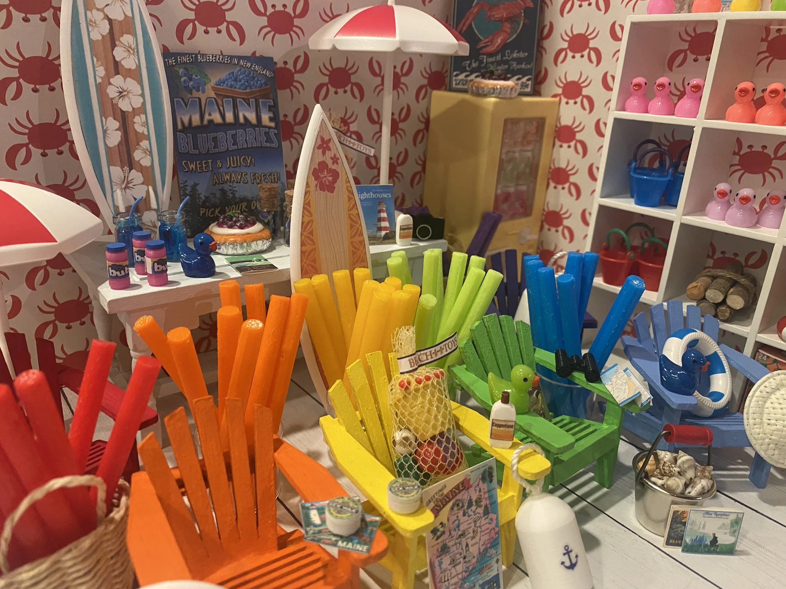 Miniature Maine Coastal Beach Rental, Dollhouse New England Accessories, 1:12