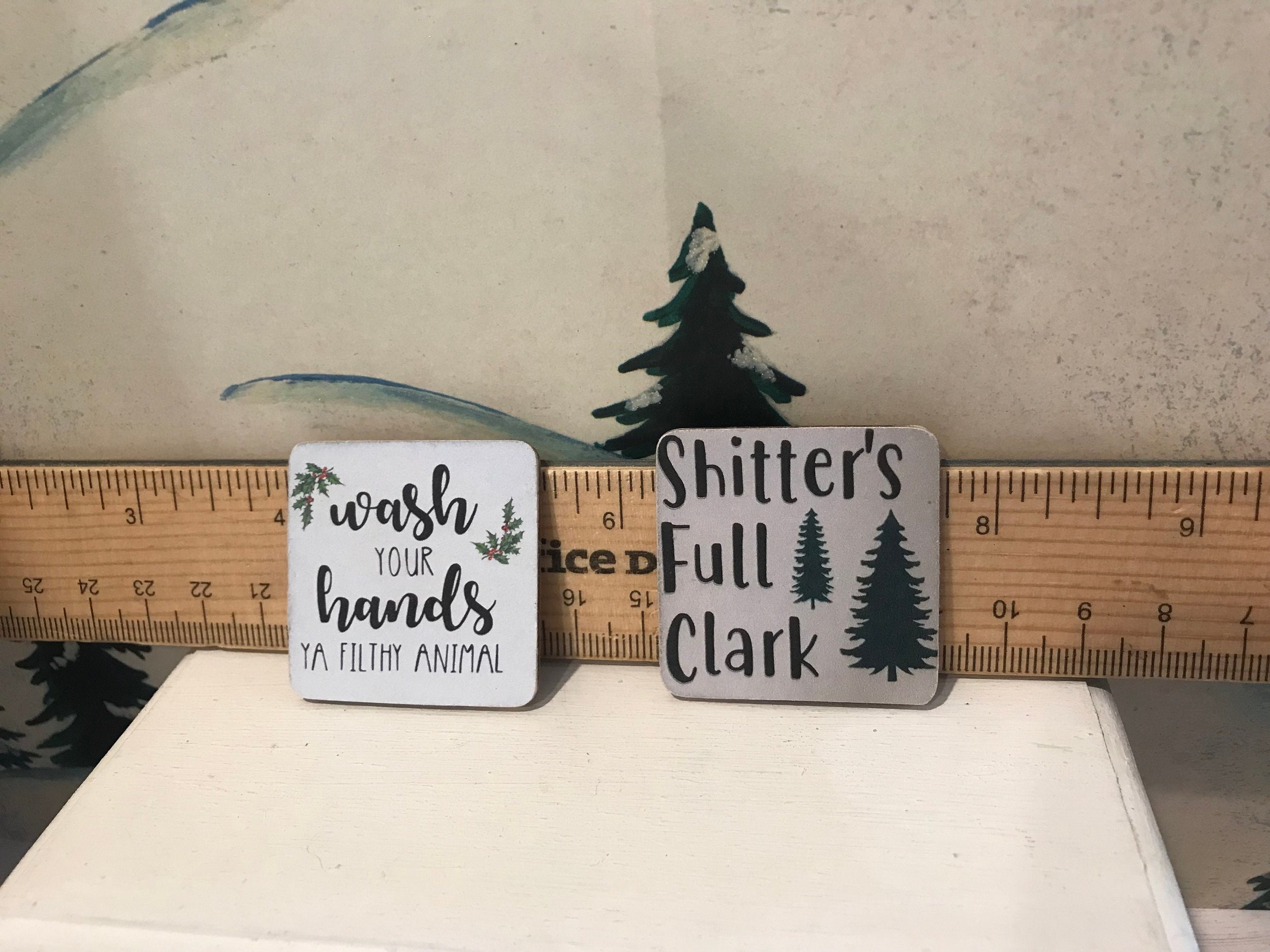 Miniature Christmas Wood Signs, Framed and Wood Art, 1:12