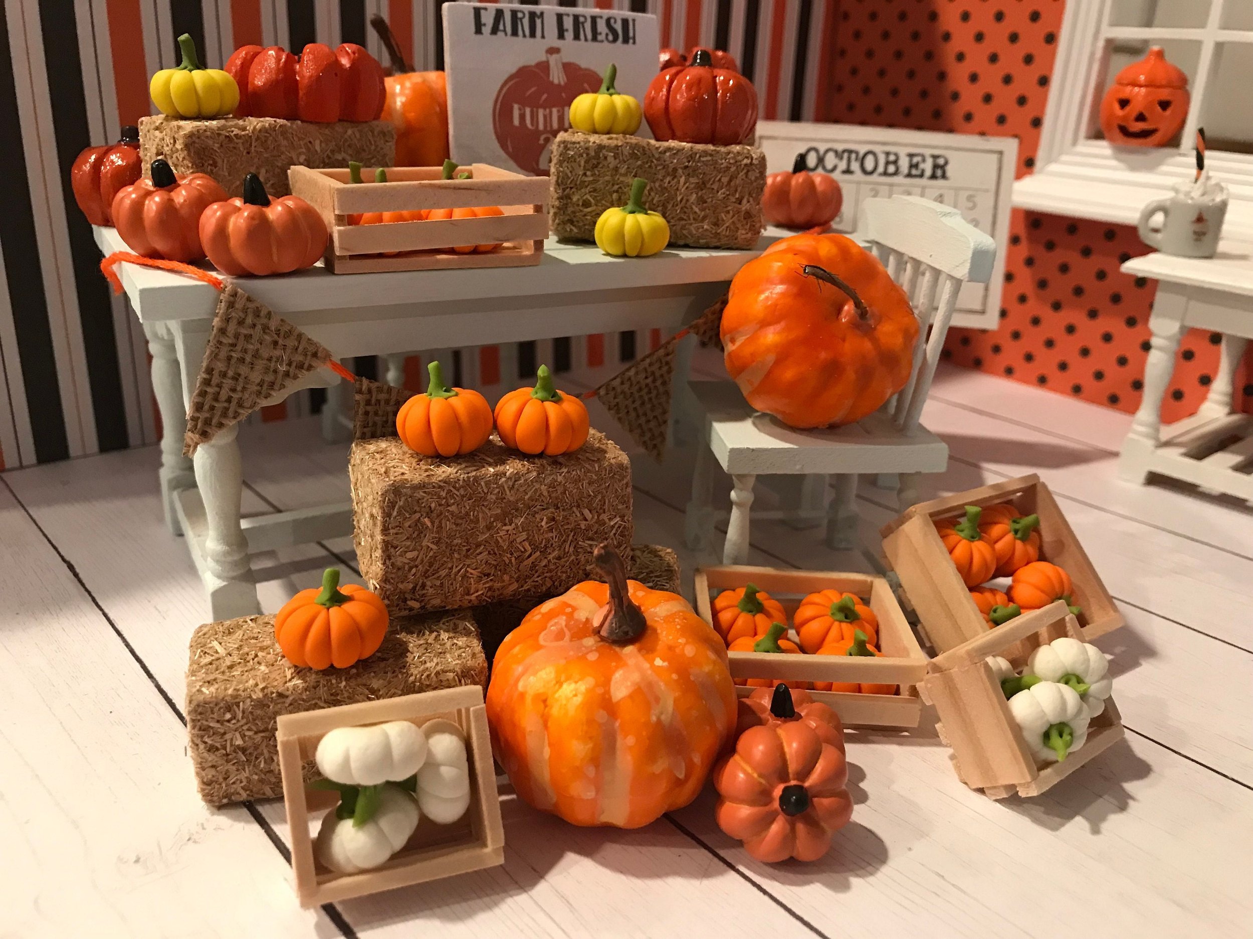 Halloween Miniature Pumpkins, Pumpkin Patch, 1:12