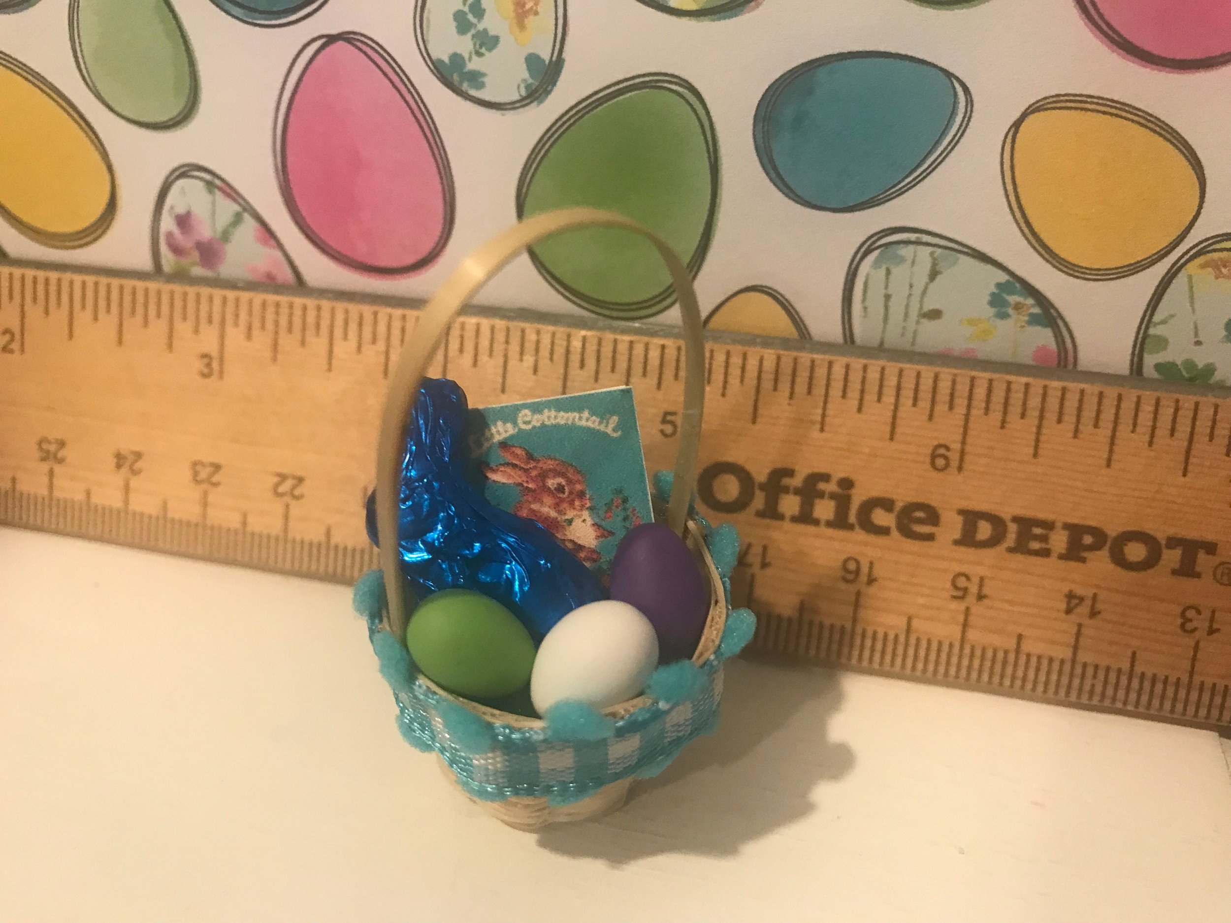 Miniature Easter Baskets, Easter Eggs, Chocolate Bunnies, Candy, 1:12