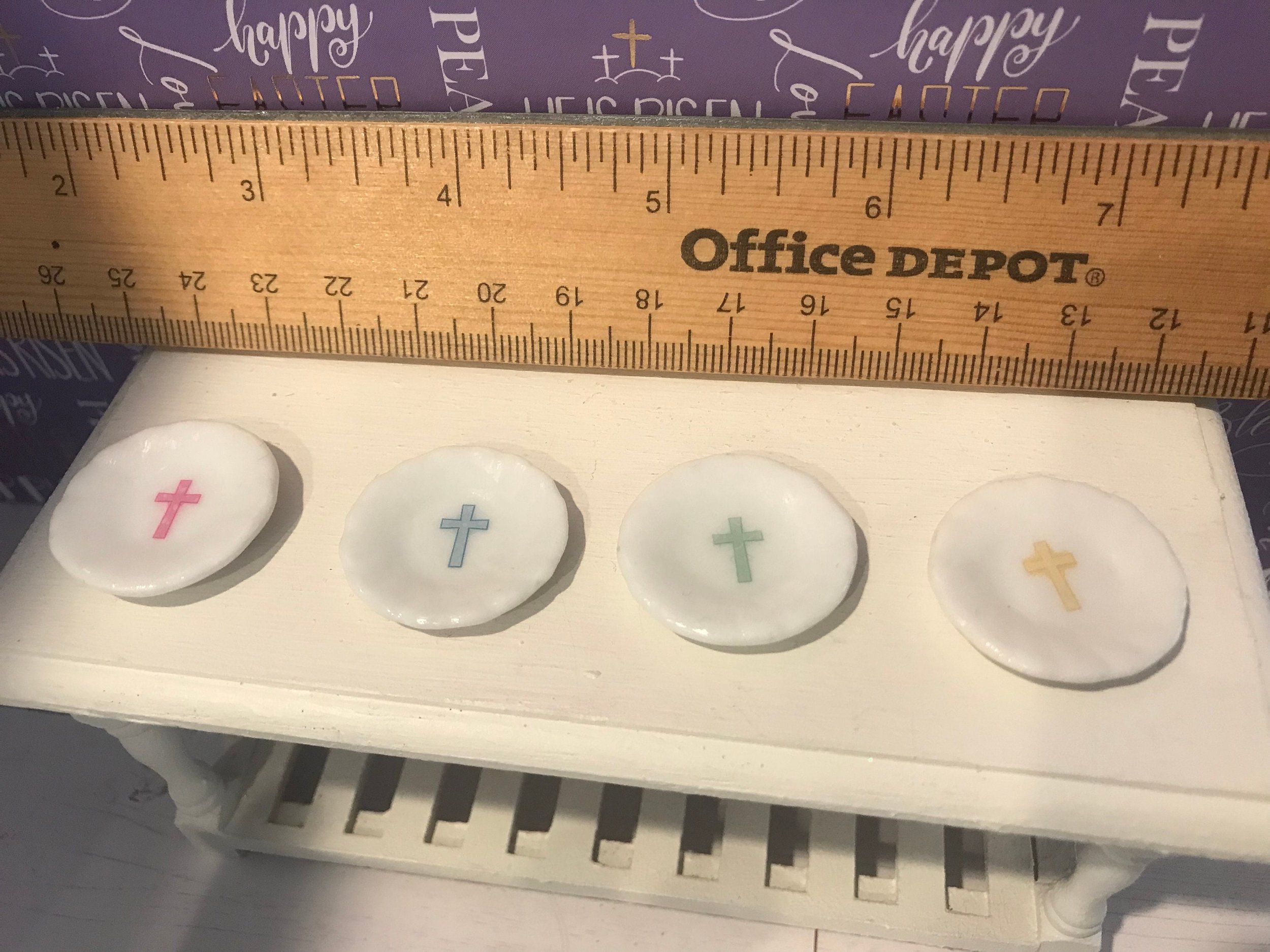 Miniature Religious Dishware, Easter Dollhouse Dishes, 1:12