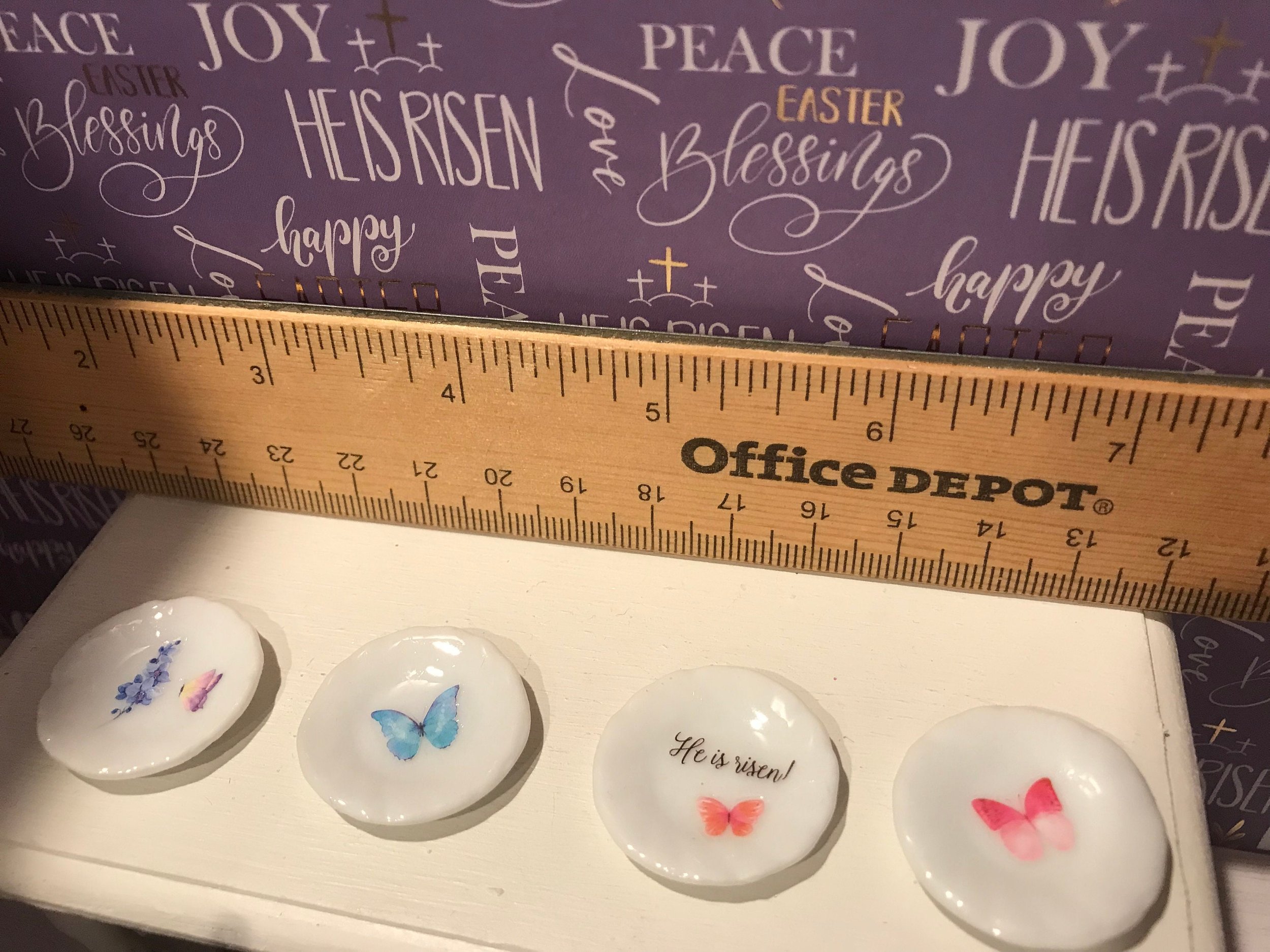 Miniature Religious Dishware, Easter Dollhouse Dishes, 1:12