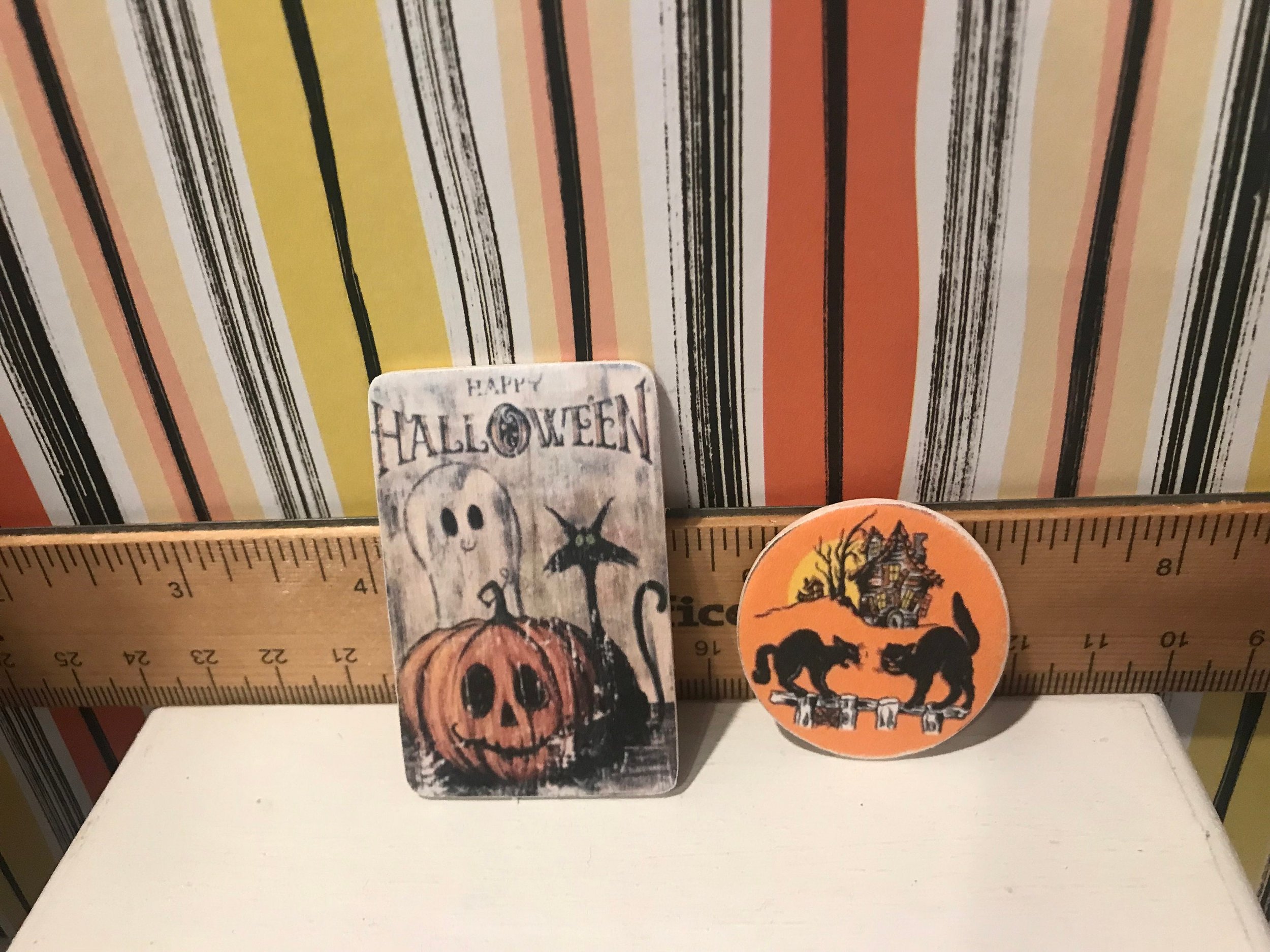 Miniature Halloween Art, Signs, Spooky Portraits, Dollhouse Halloween Decor, 1:12