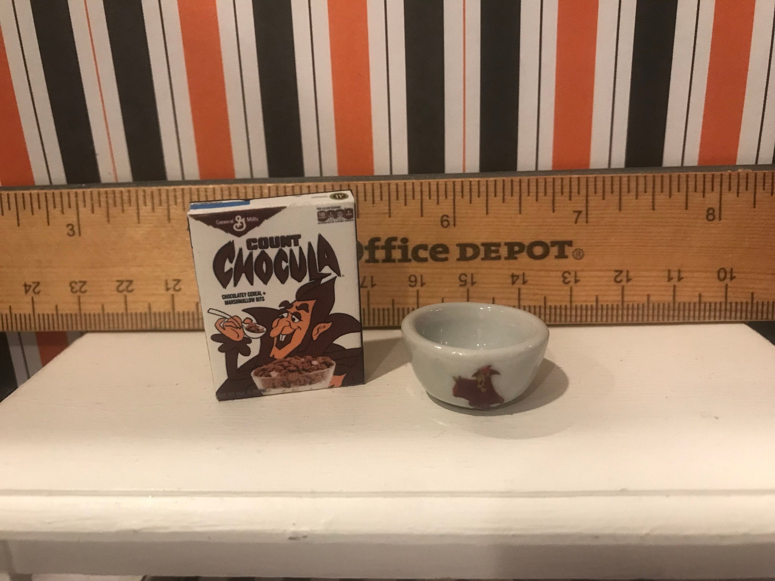 Miniature Count Chocula Cereal Box and Bowl, 1:12