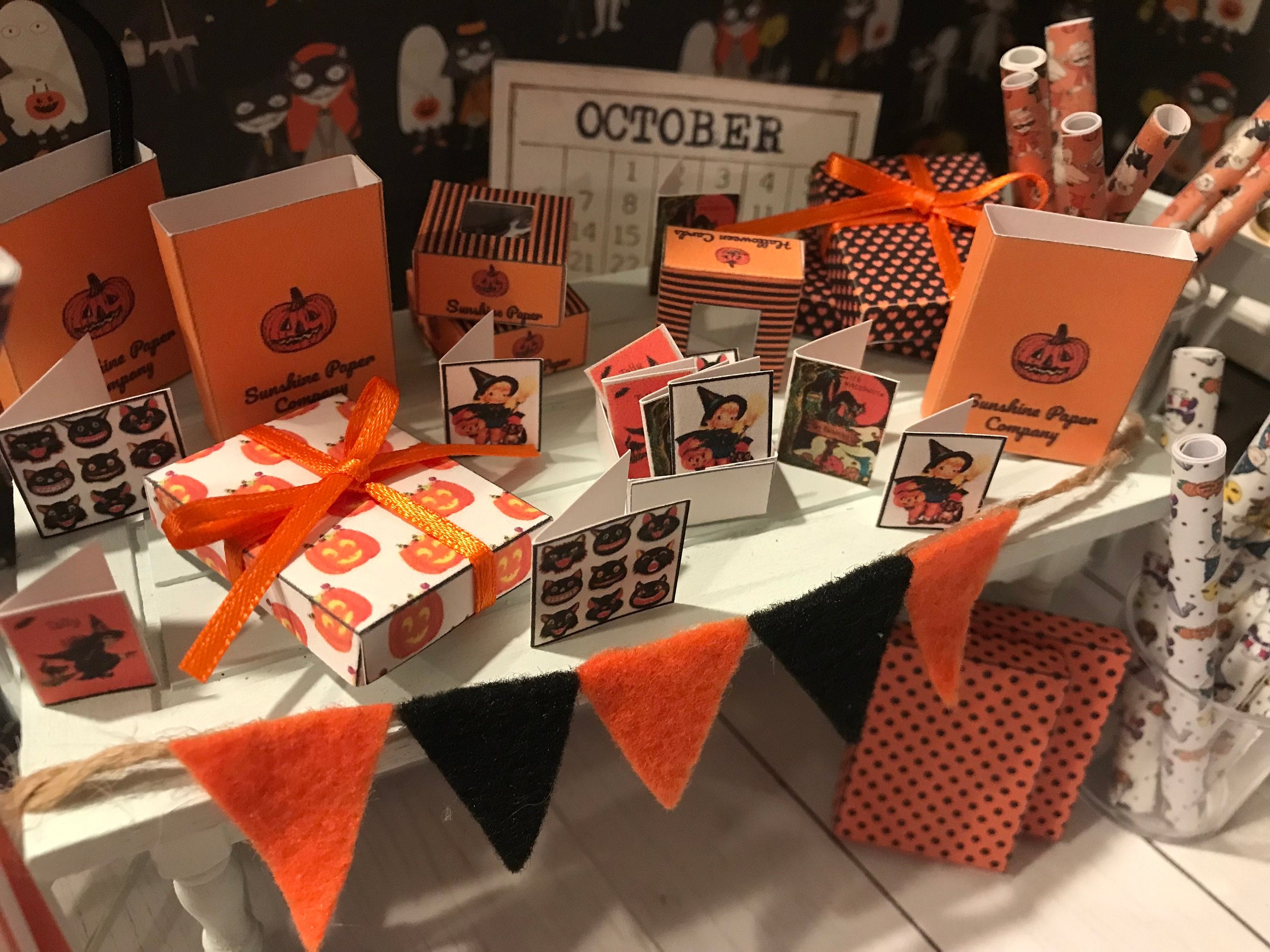 Miniature Halloween Cards Boxed Set of 12, Gift Wrap, Boxes, Invitations, 1:12
