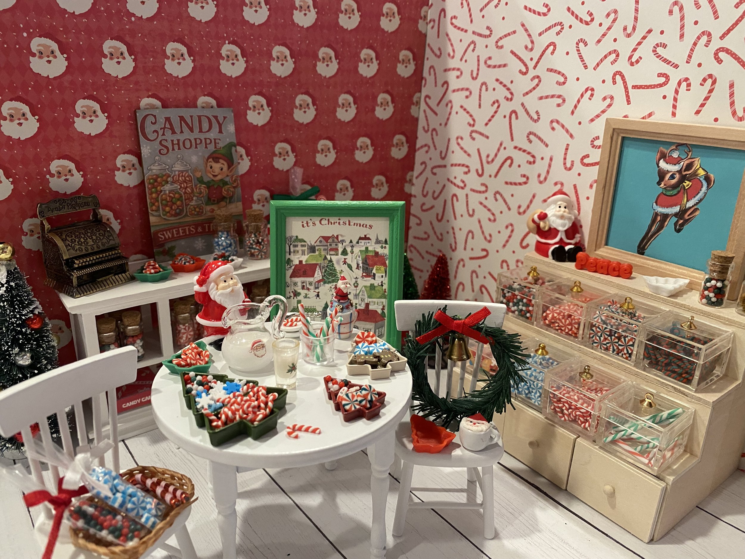 Miniature Christmas Candy Shoppe, Dollhouse Old Fashioned Candies, 1:12