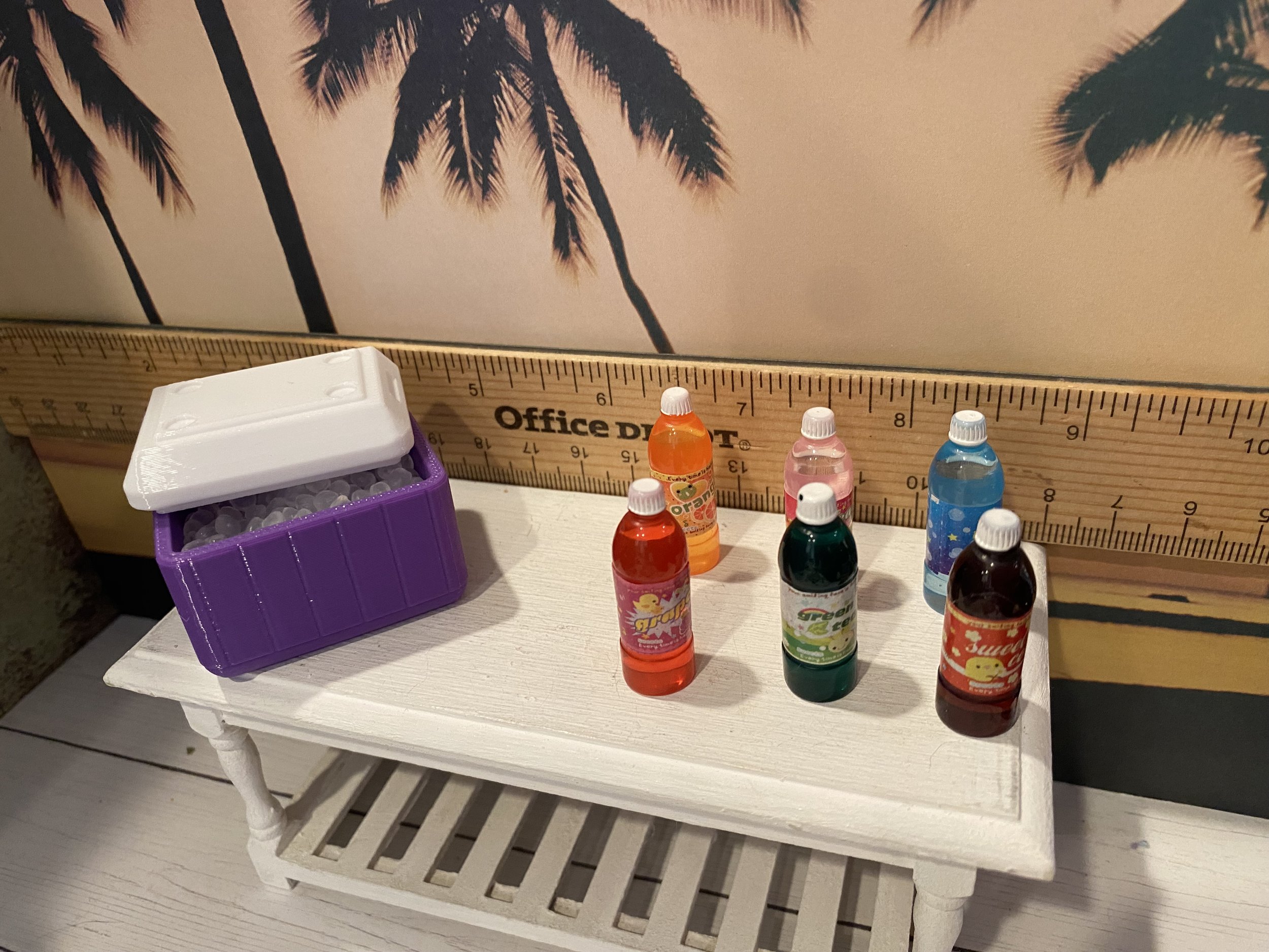 Miniature Purple Ice Chest, Flavored Sodas, 1:12