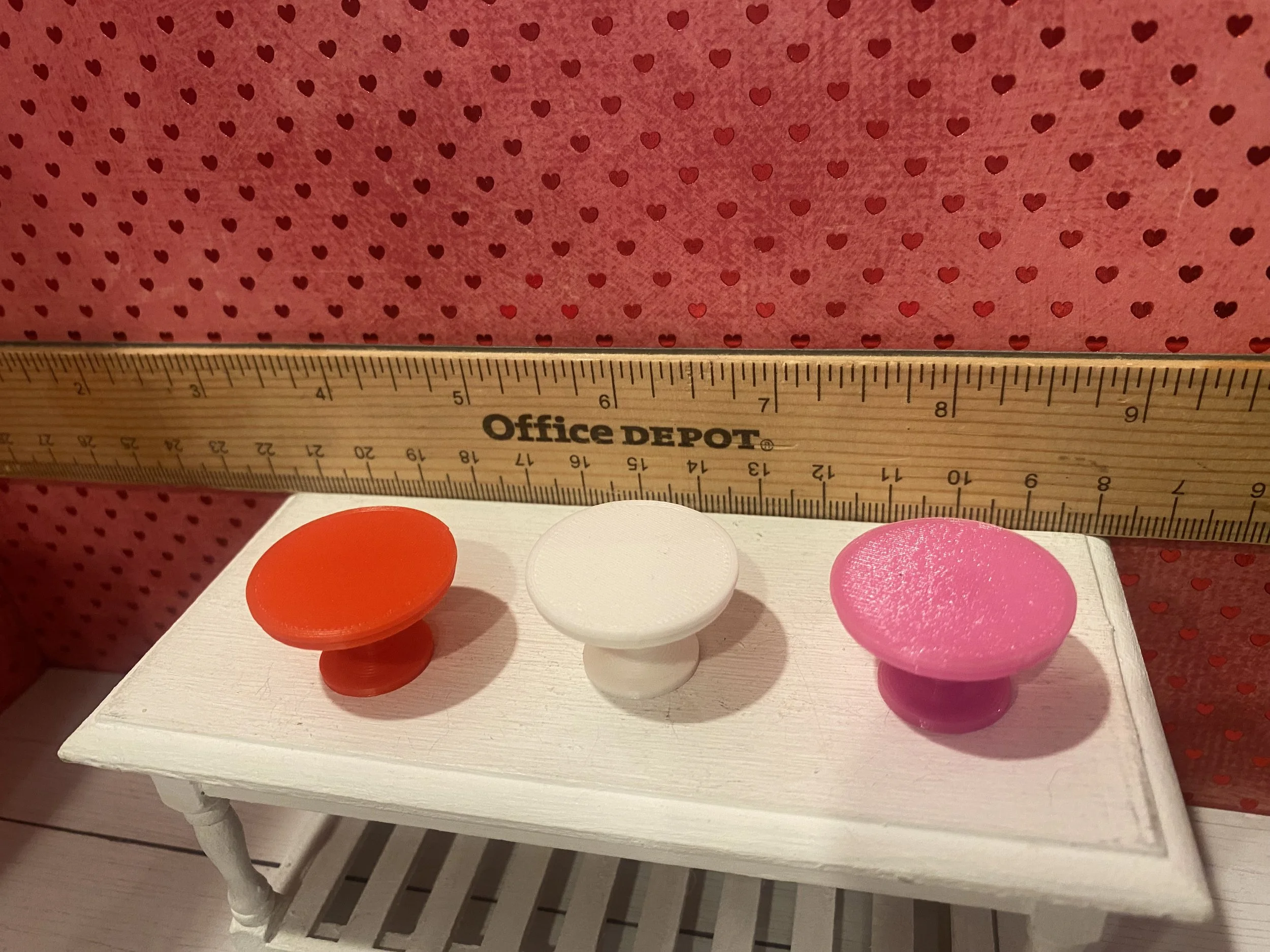 Miniature Red, Pink, White Cake Stands, 1:12