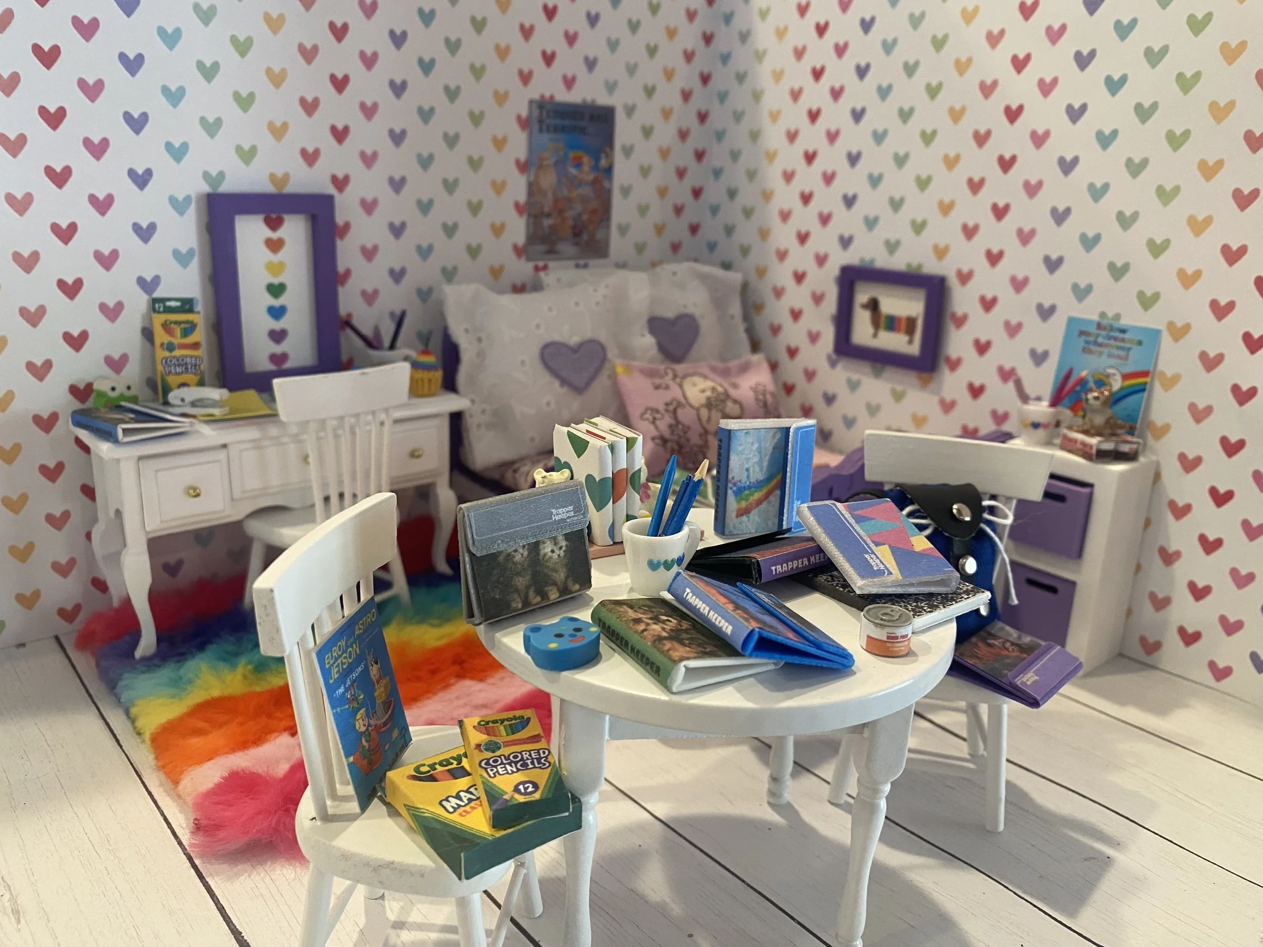 Miniature Trapper Keepers, 80's Dollhouse School Supplies, 1:12