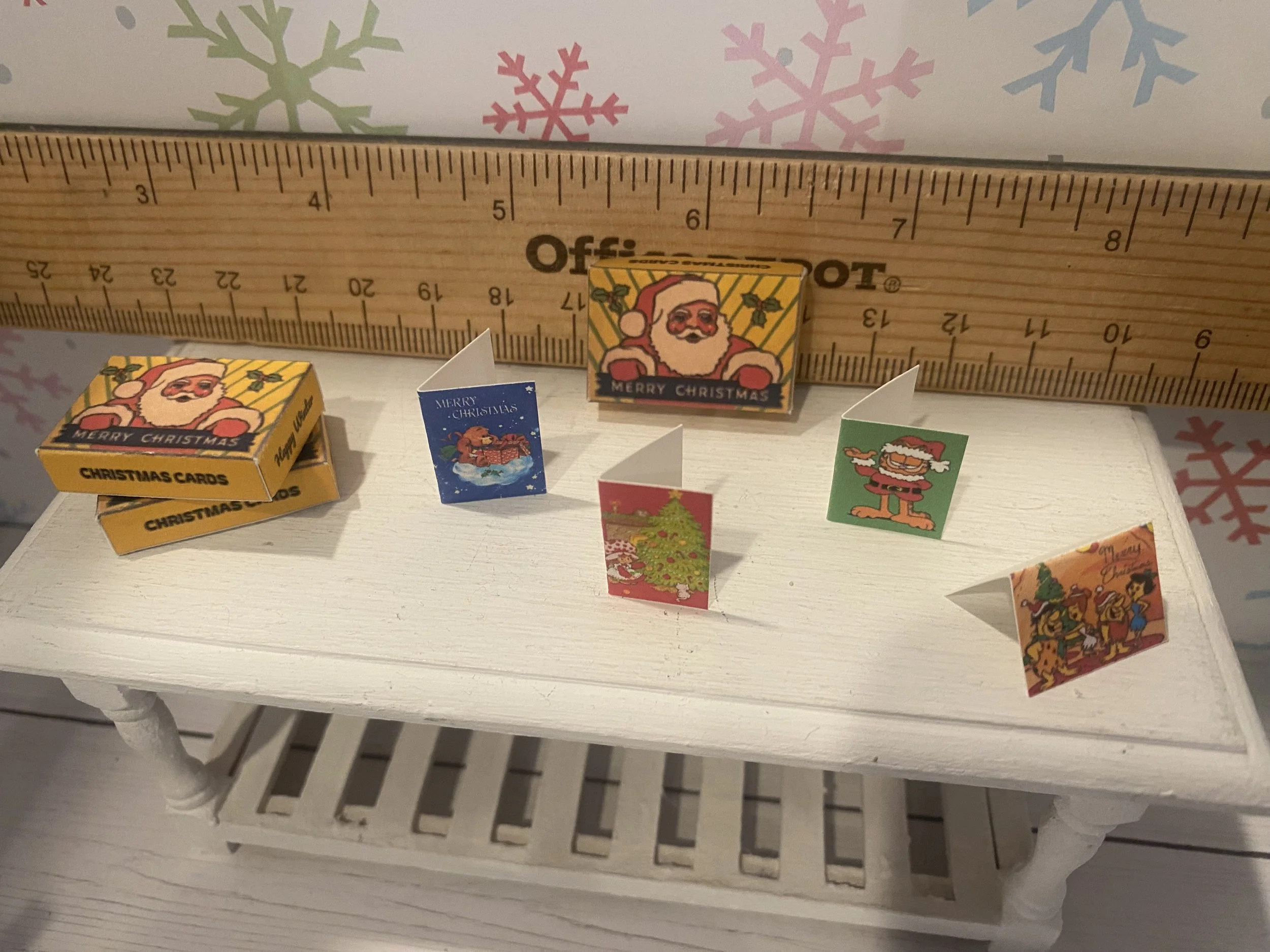Miniature Christmas Cards, Dollhouse Holiday Cards, 1:12