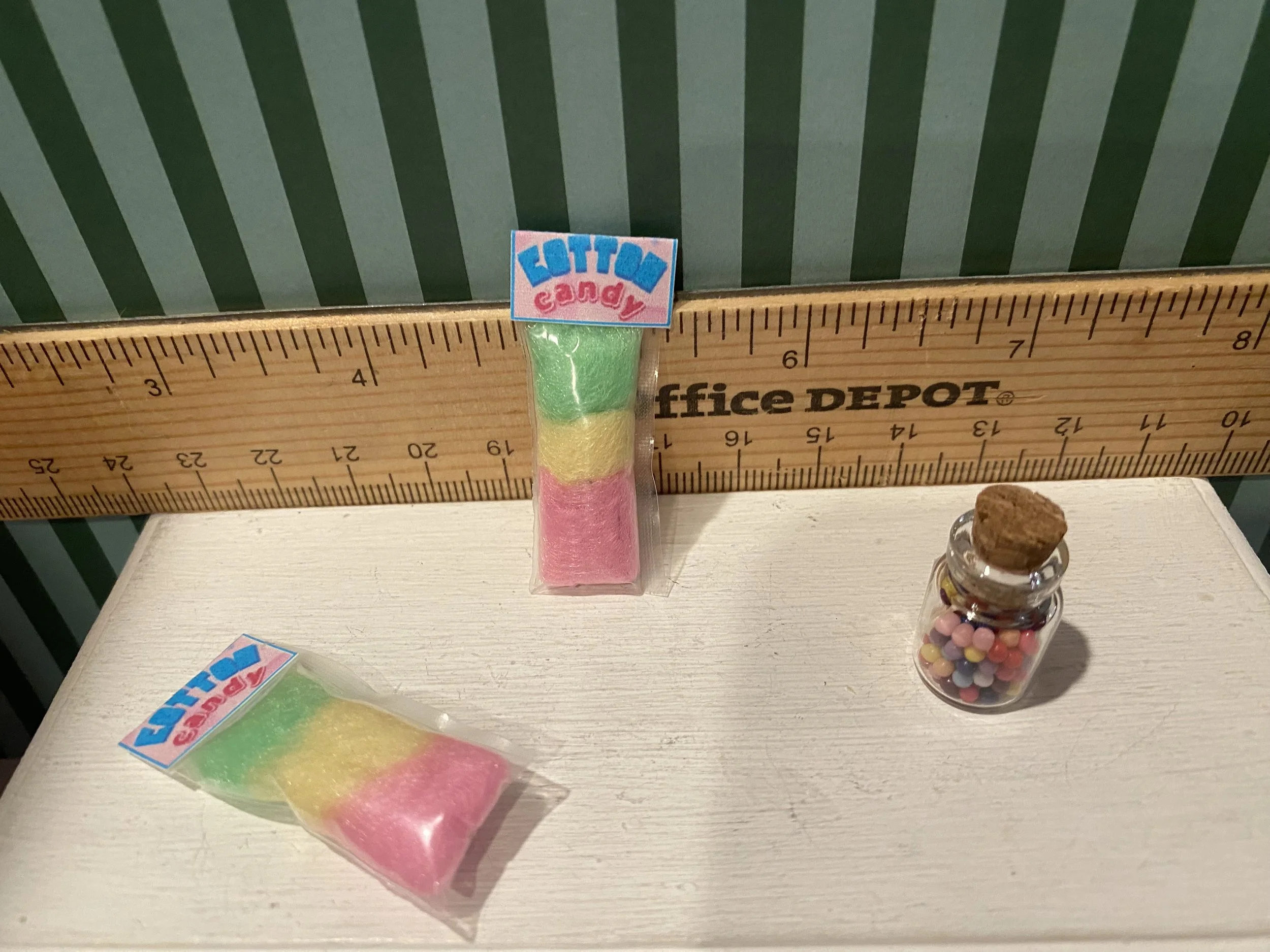 Miniature Bags of Cotton Candy, Jar of Jelly Beans, 1:12