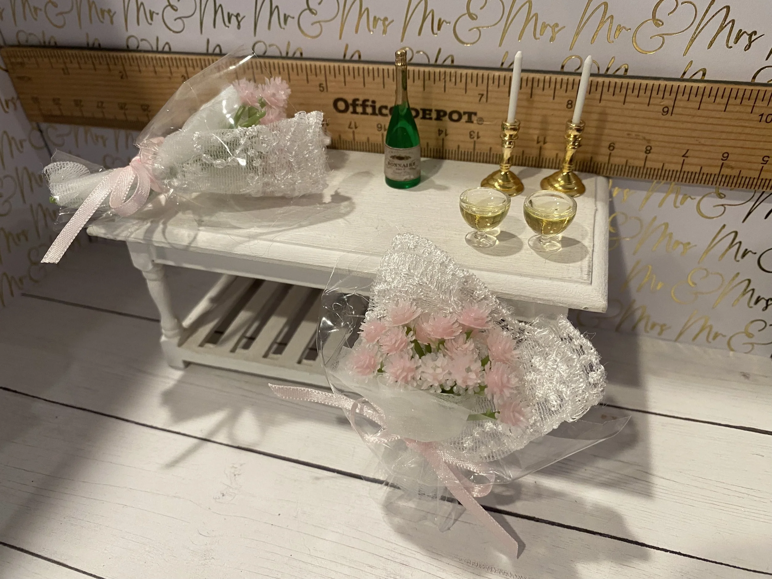 Miniature Floweres, Champagne, Candles, 1:12