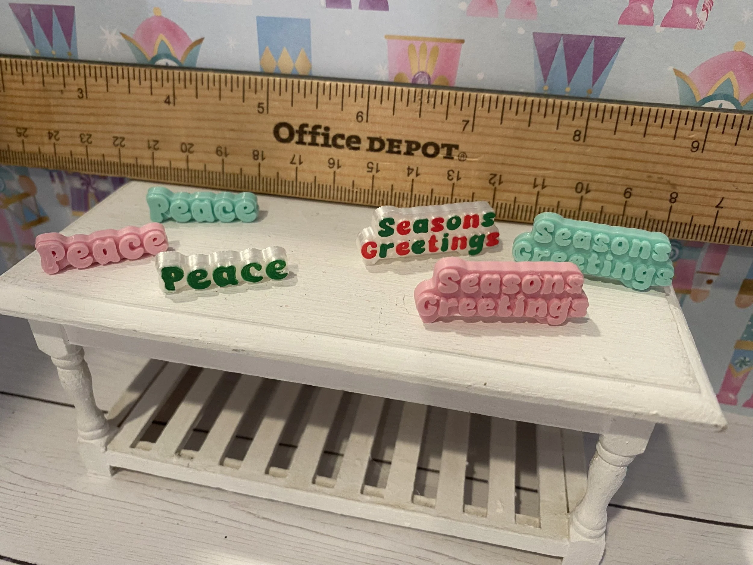 Miniature Peace and Seasons Greetings Word Art, 1:12