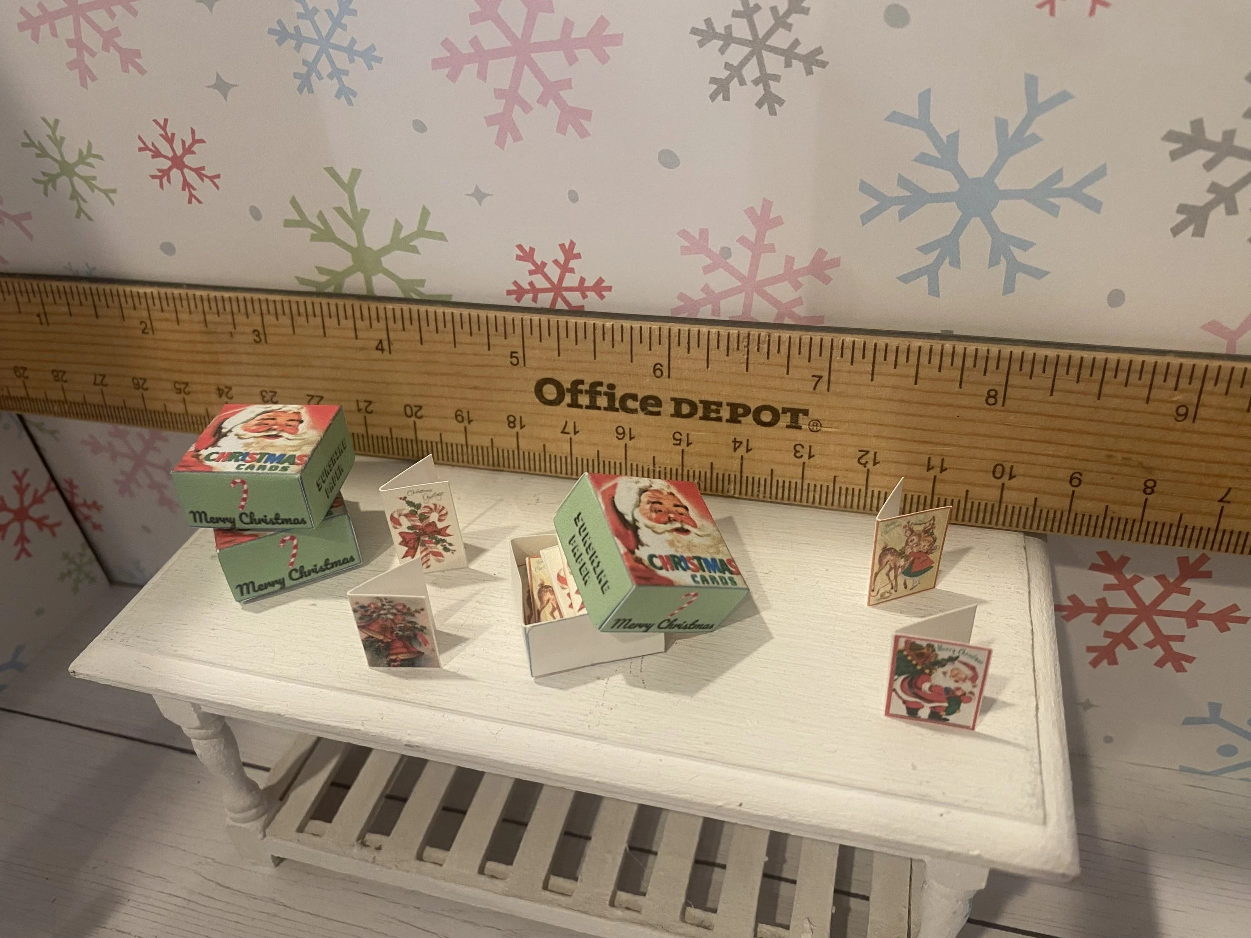 Miniature Christmas Cards, Dollhouse Holiday Cards, 1:12
