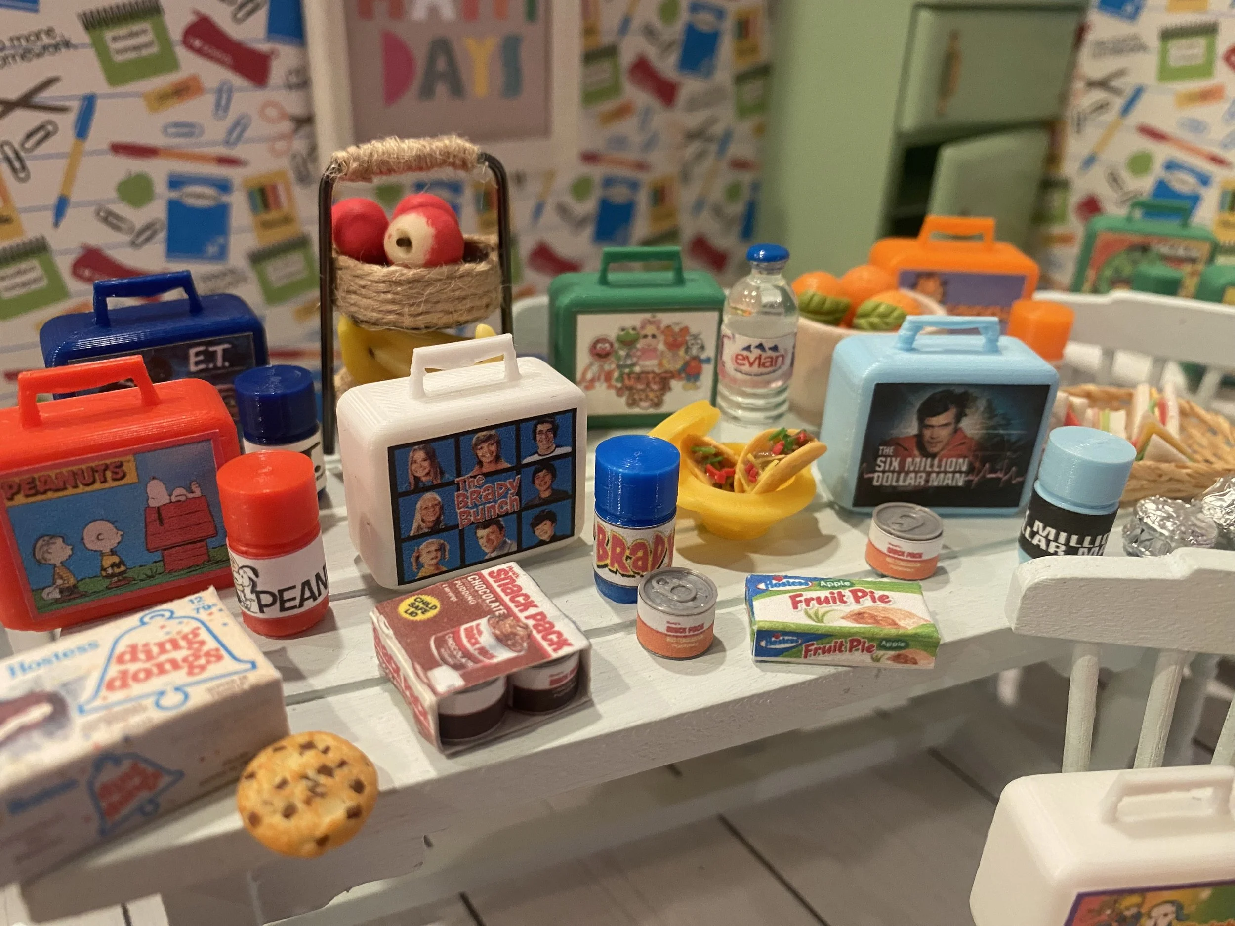 Miniature Lunch Boxes, Dollhouse 80's Lunches, Pick-A-Box & Pack-A-Lunch, 1:12