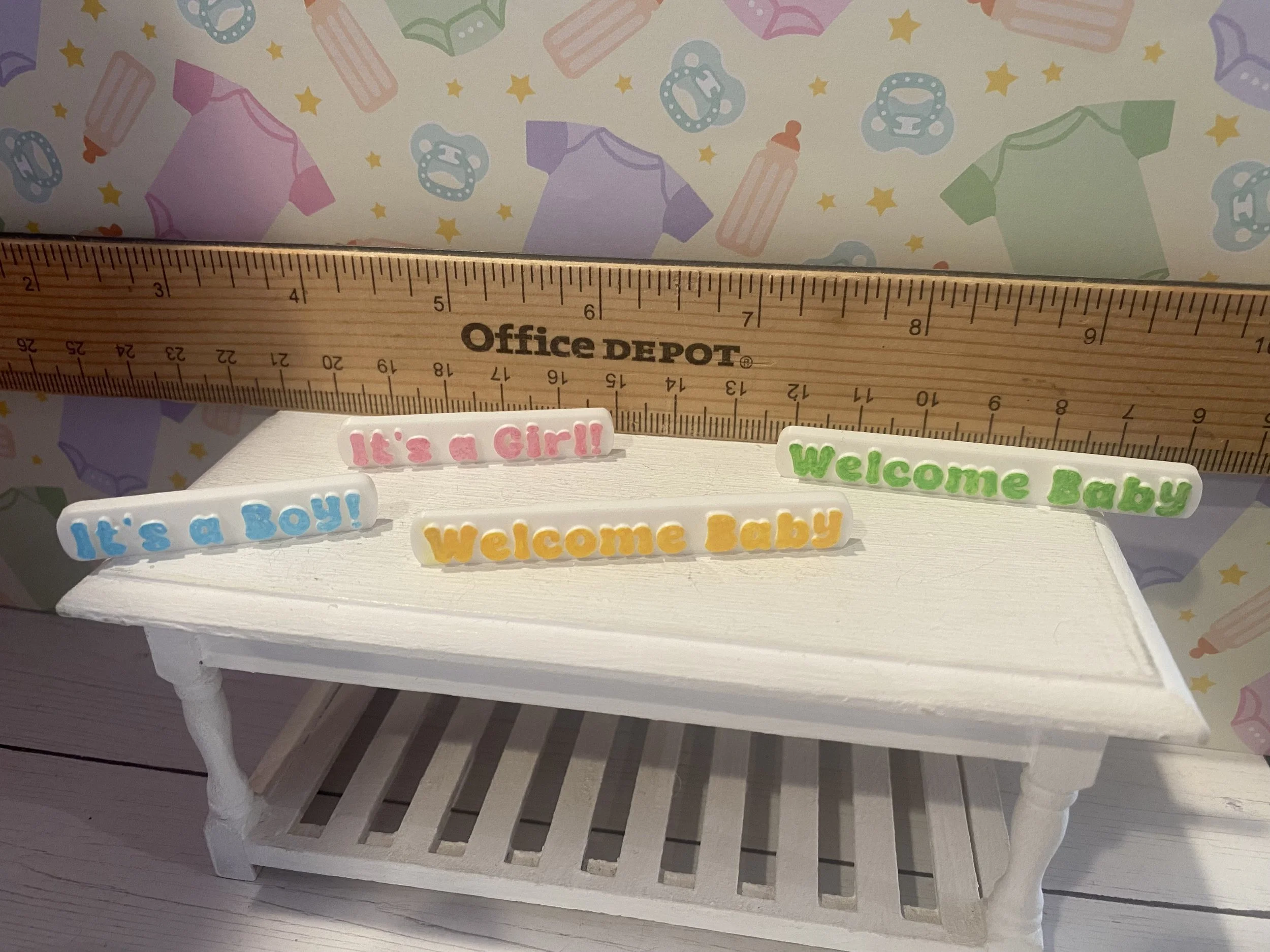 Miniature It's a Girl, Boy, Welcome Baby Word Art, 1:12