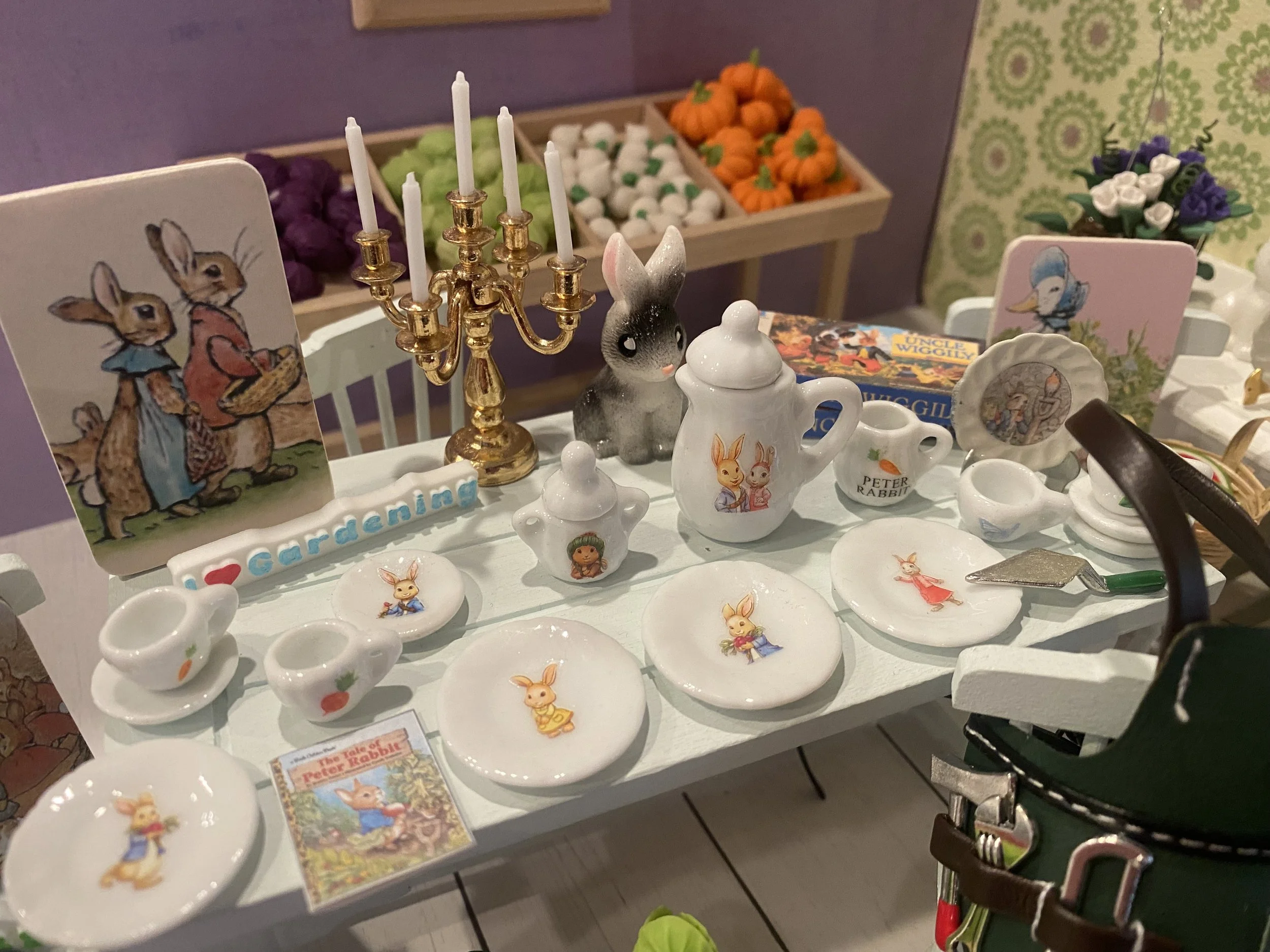 Peter Rabbit Dishes, Dollhouse Accessories, Vegetables, 1:12