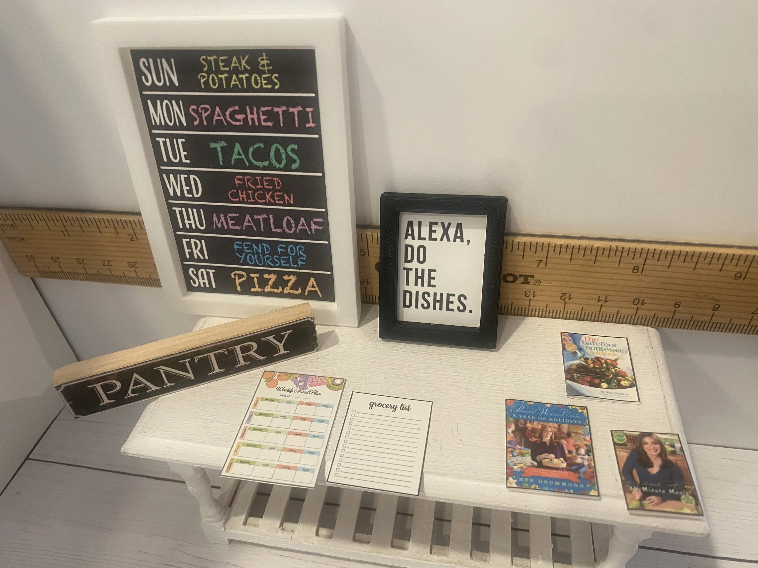 Miniature Pantry Sign, Menu Chalkboard, Cooking Magazines, Grocery List, Menu Planning, 1:12