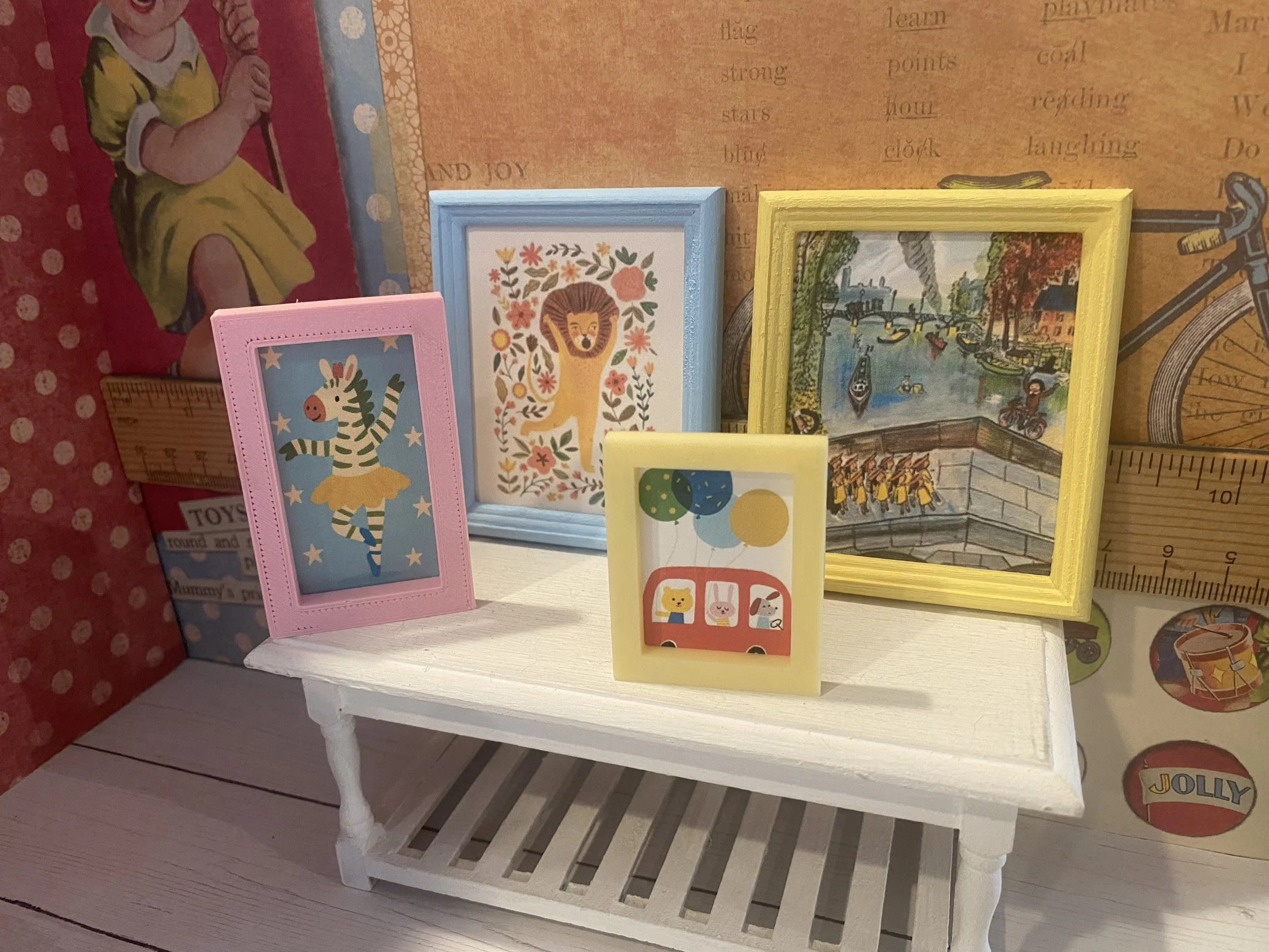 Miniature Baby Framed Art, Dollhouse Nursery Signs, 1:12