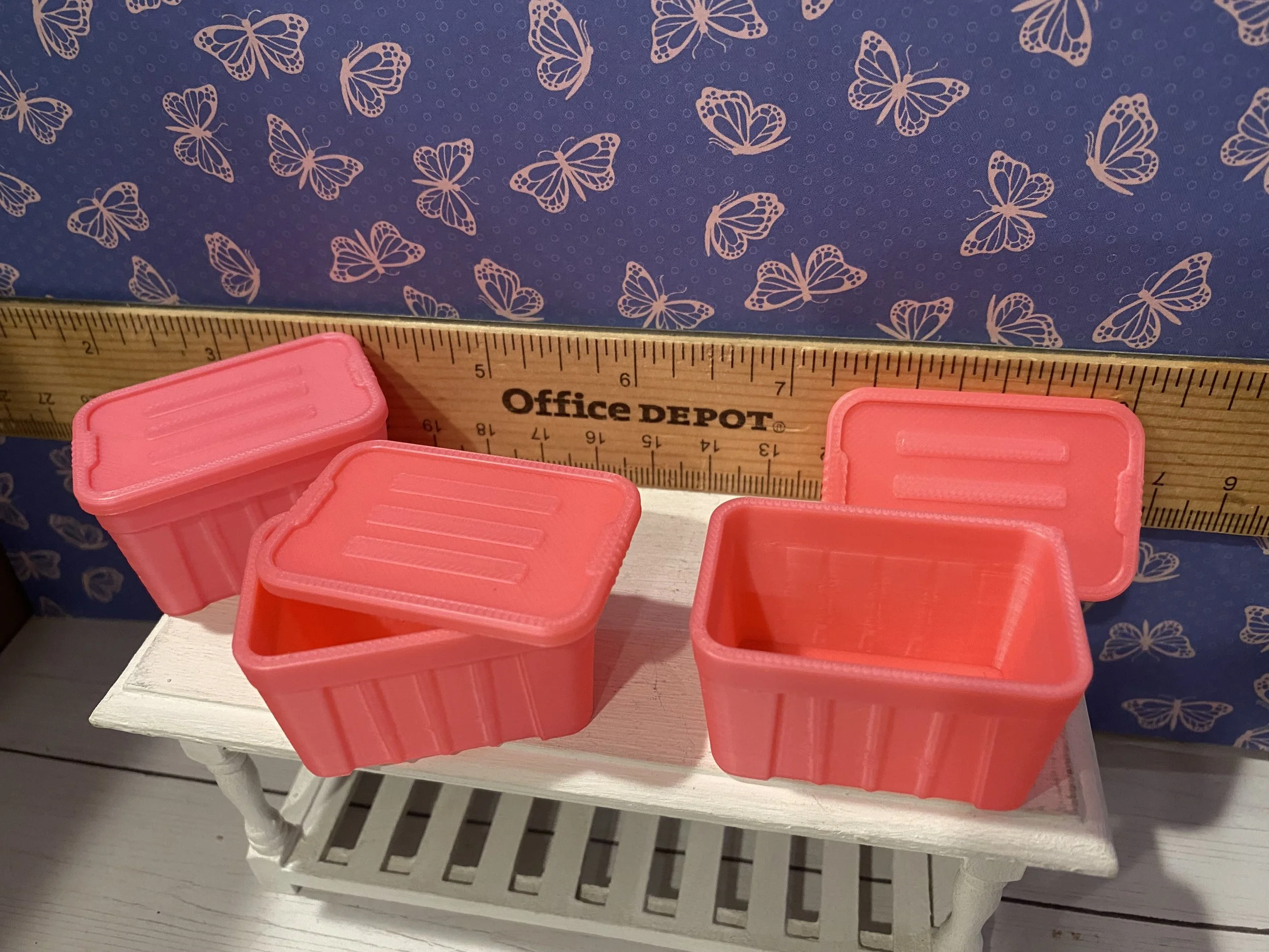 Miniature Pink Storage Bin, 1:12