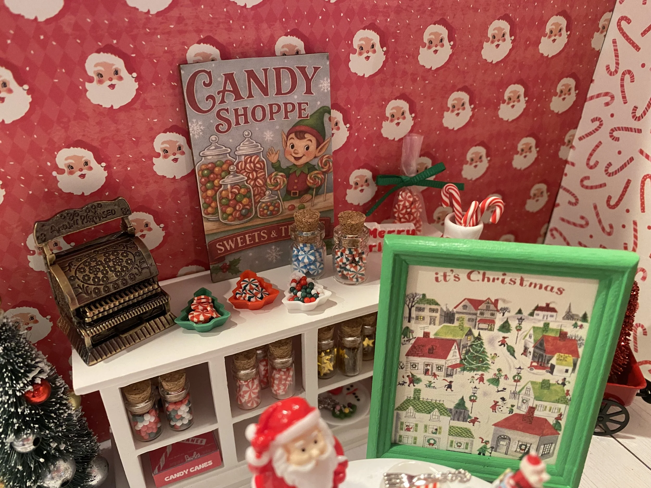 Miniature Christmas Candy Shoppe, Dollhouse Old Fashioned Candies, 1:12