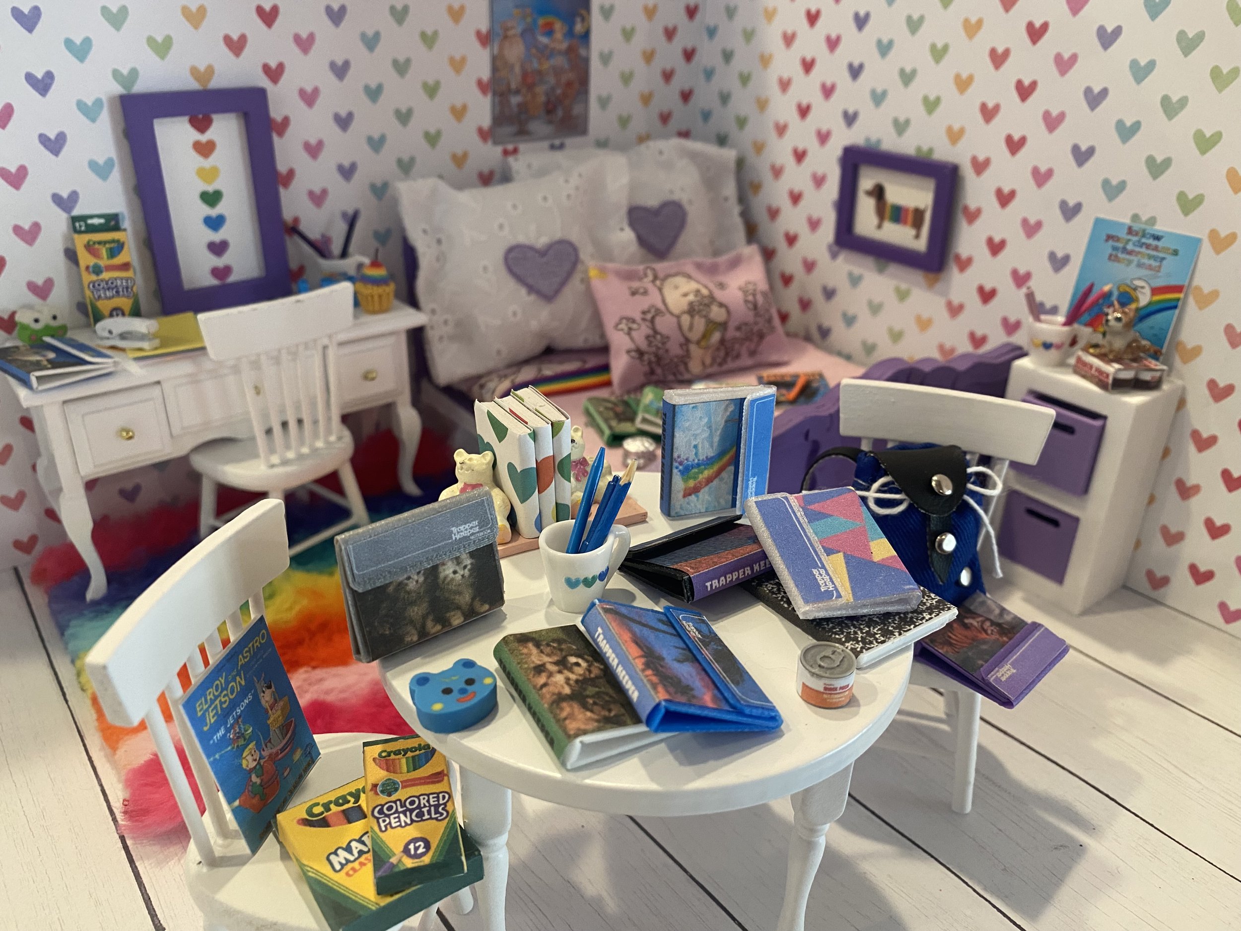 Miniature Trapper Keepers, 80's Dollhouse School Supplies, 1:12