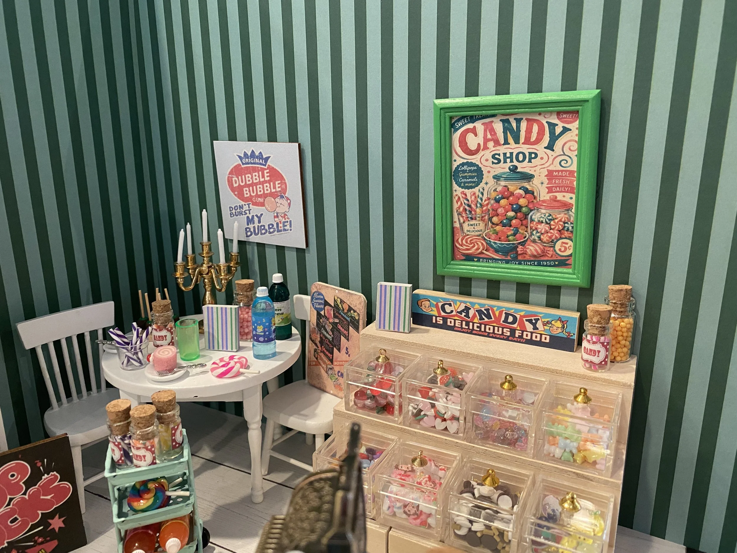 Miniature Candy Shoppe, Dollhouse Old Fashioned Candies, Sticks, Gumballs, Swirls, 1:12