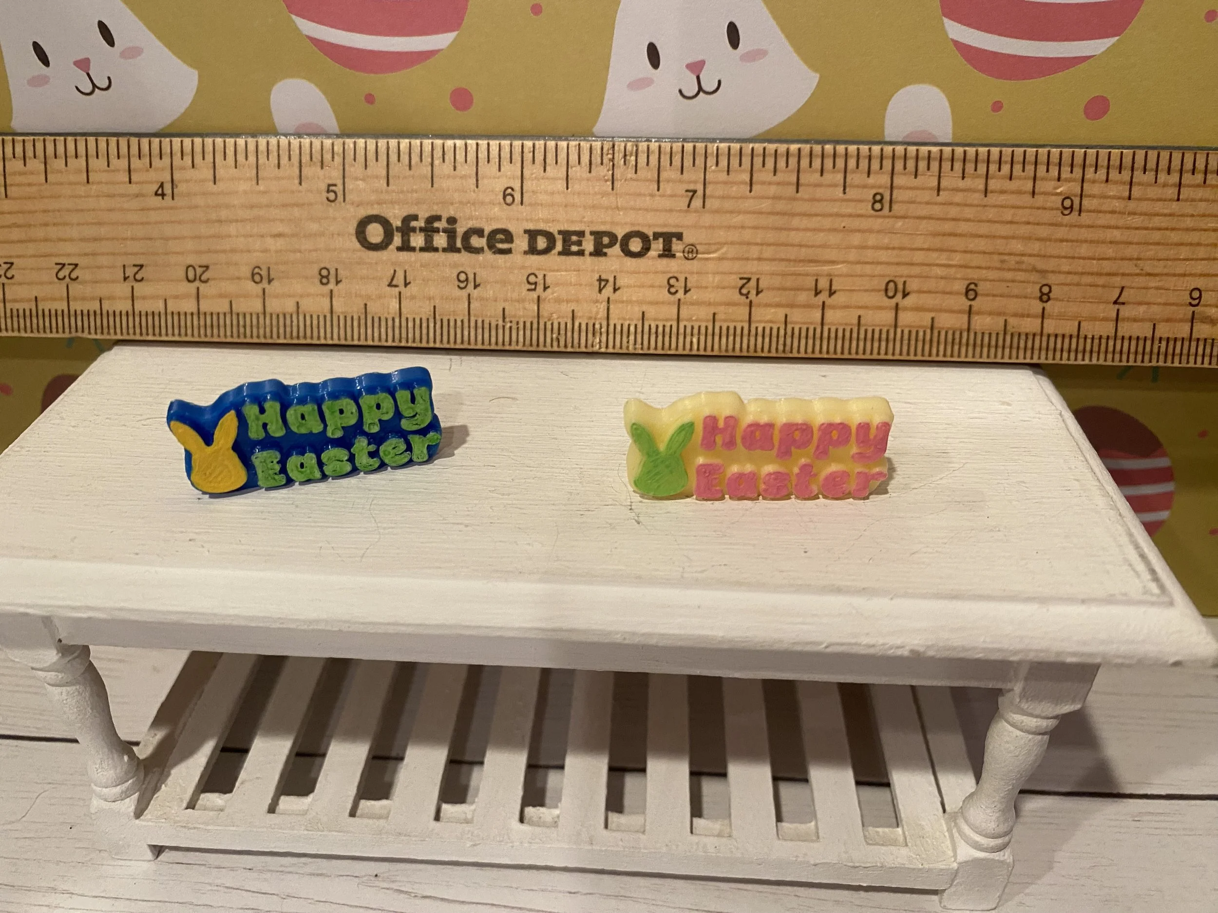 Miniature Happy Easter Word Art, Blue and Yellow, 1:12