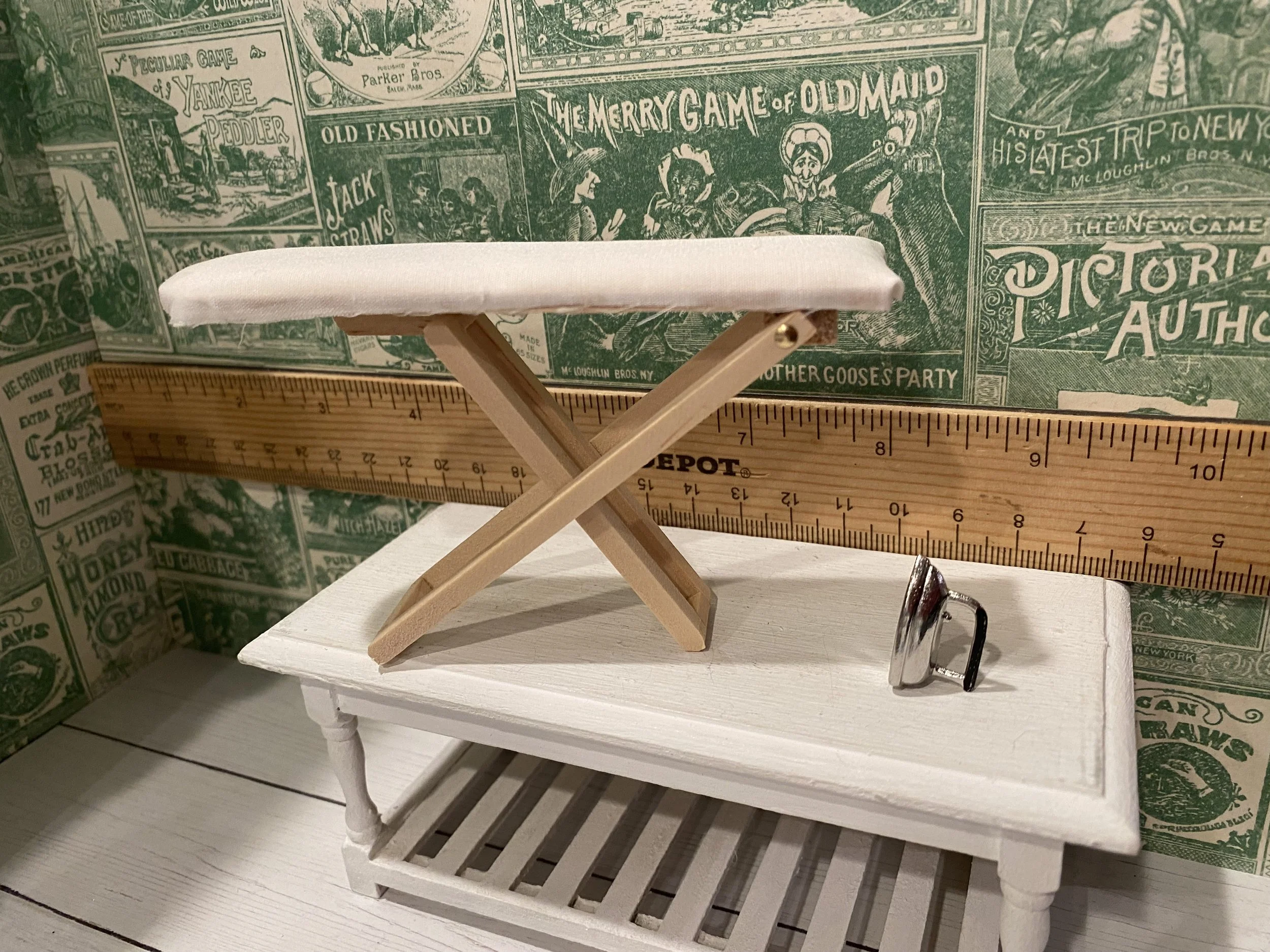 Miniature Ironing Board, Iron, 1:12