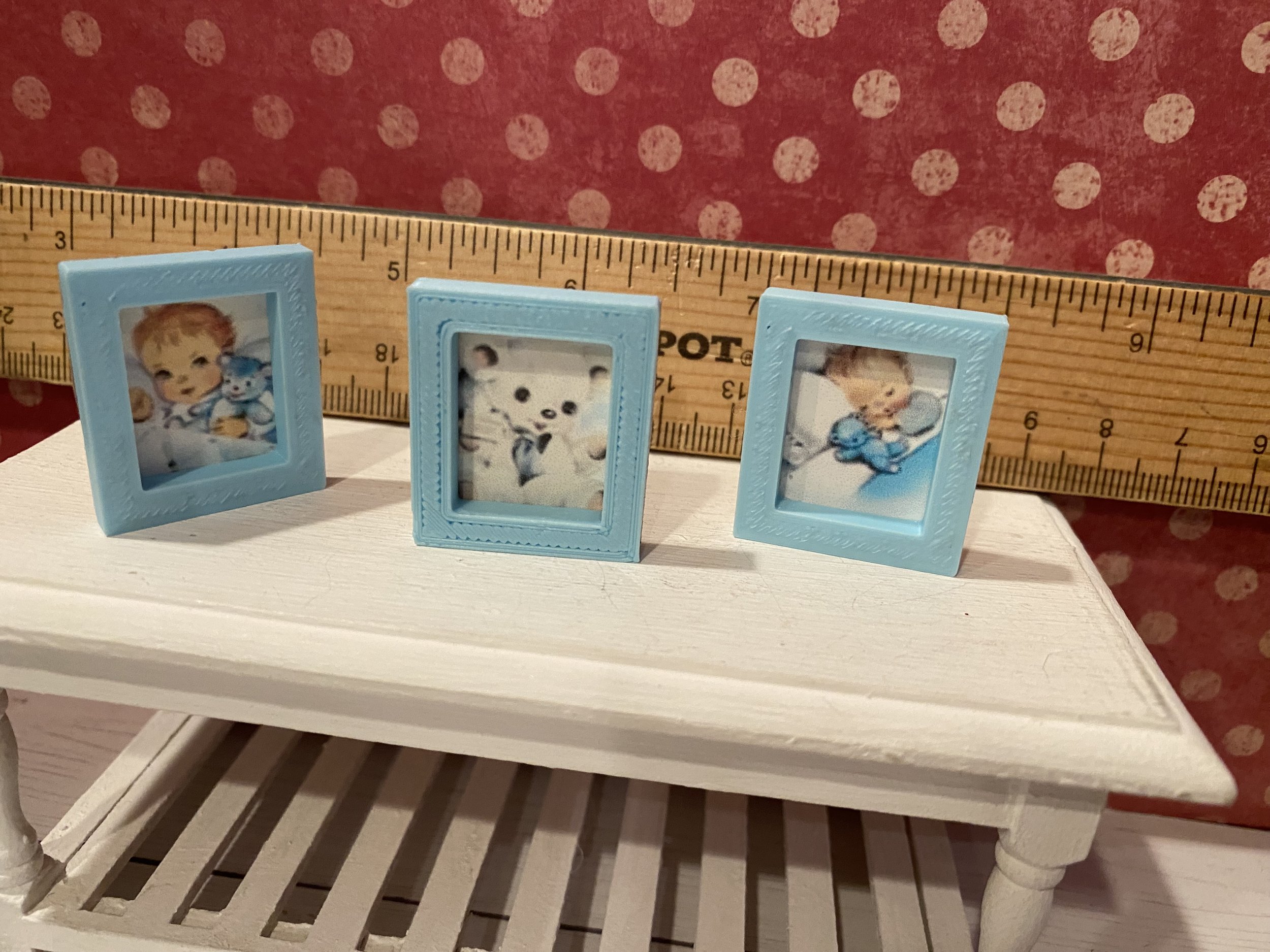 Miniature Blue Nursery Trio Baby Art, 1:12